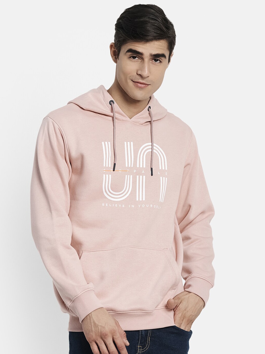 

Octave Men Pink Printed Hooded Sweatshirt