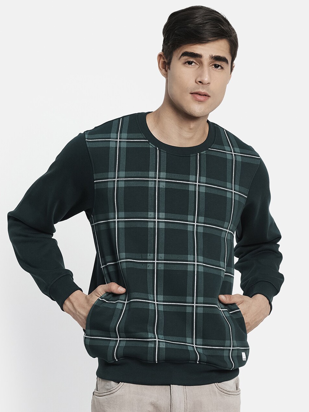 

Octave Men Green Checked Sweatshirt