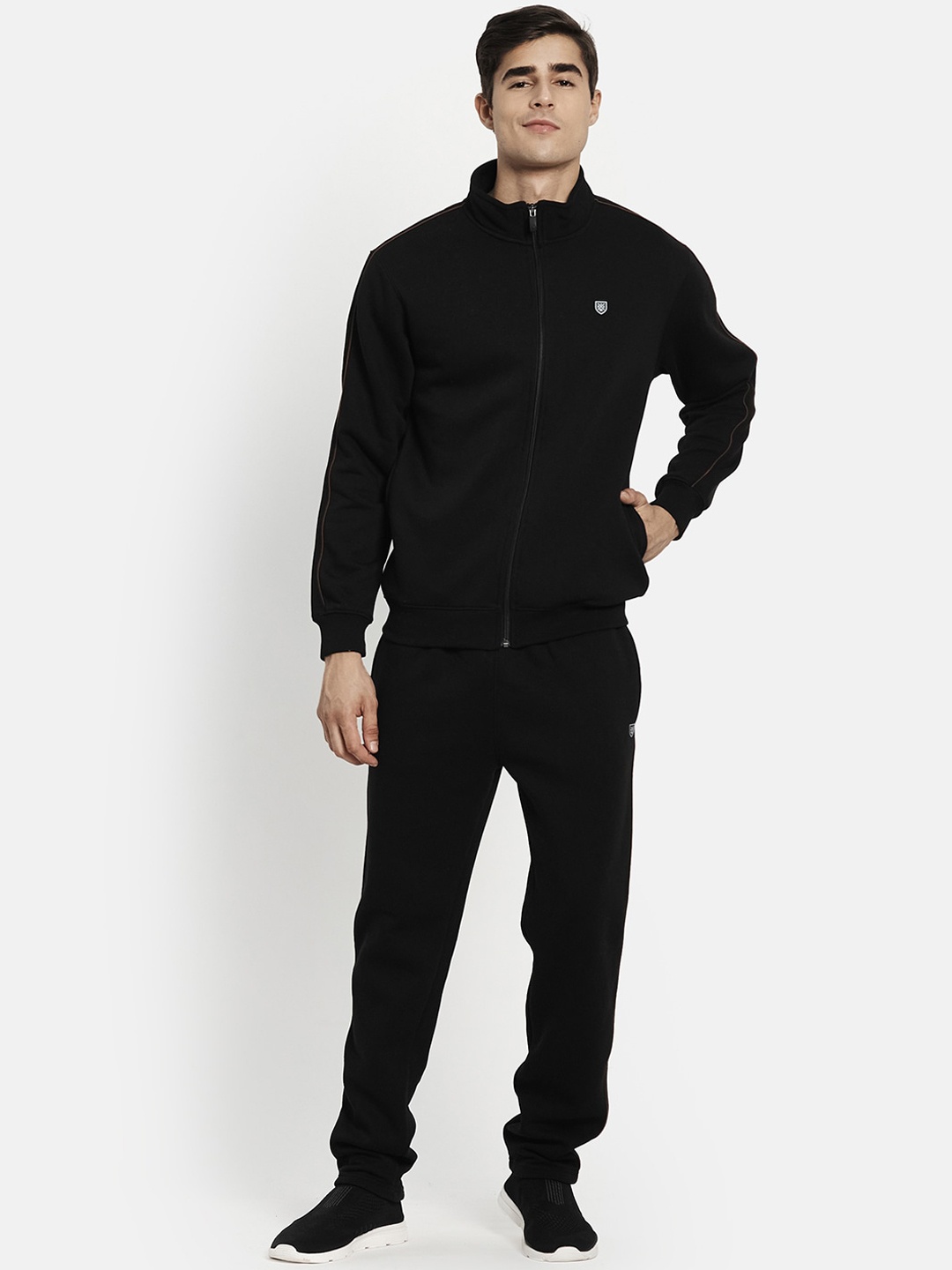 

Octave Men Black Solid Pure Cotton Tracksuit