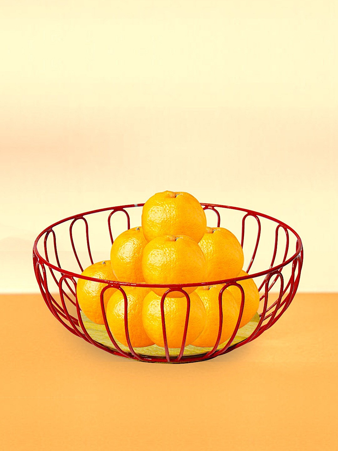 

Tranquil square Adults Red Metal Solid Metal Fruit Basket