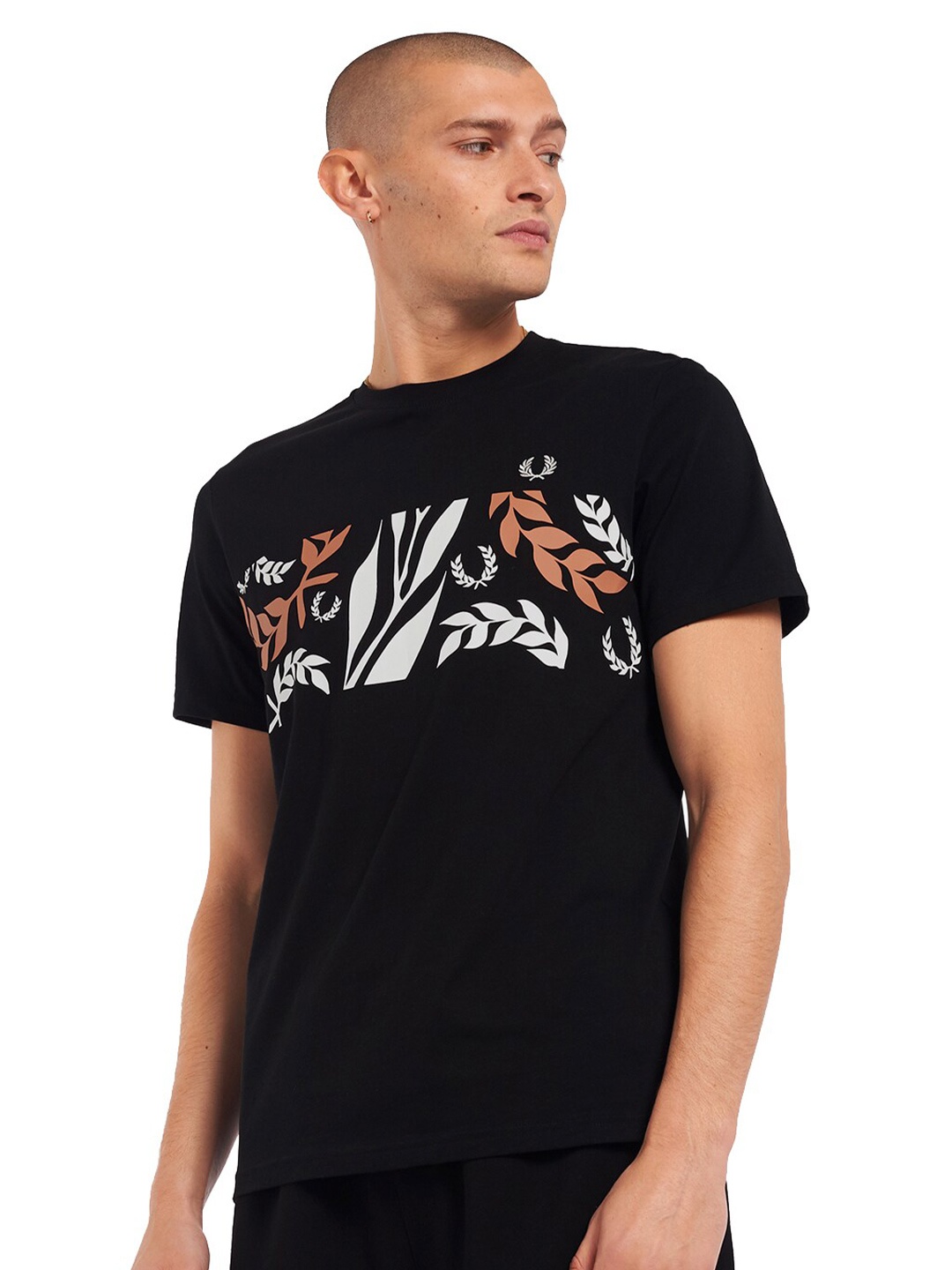 

Fred Perry Men Black Typography Printed Pure Cotton T-shirt