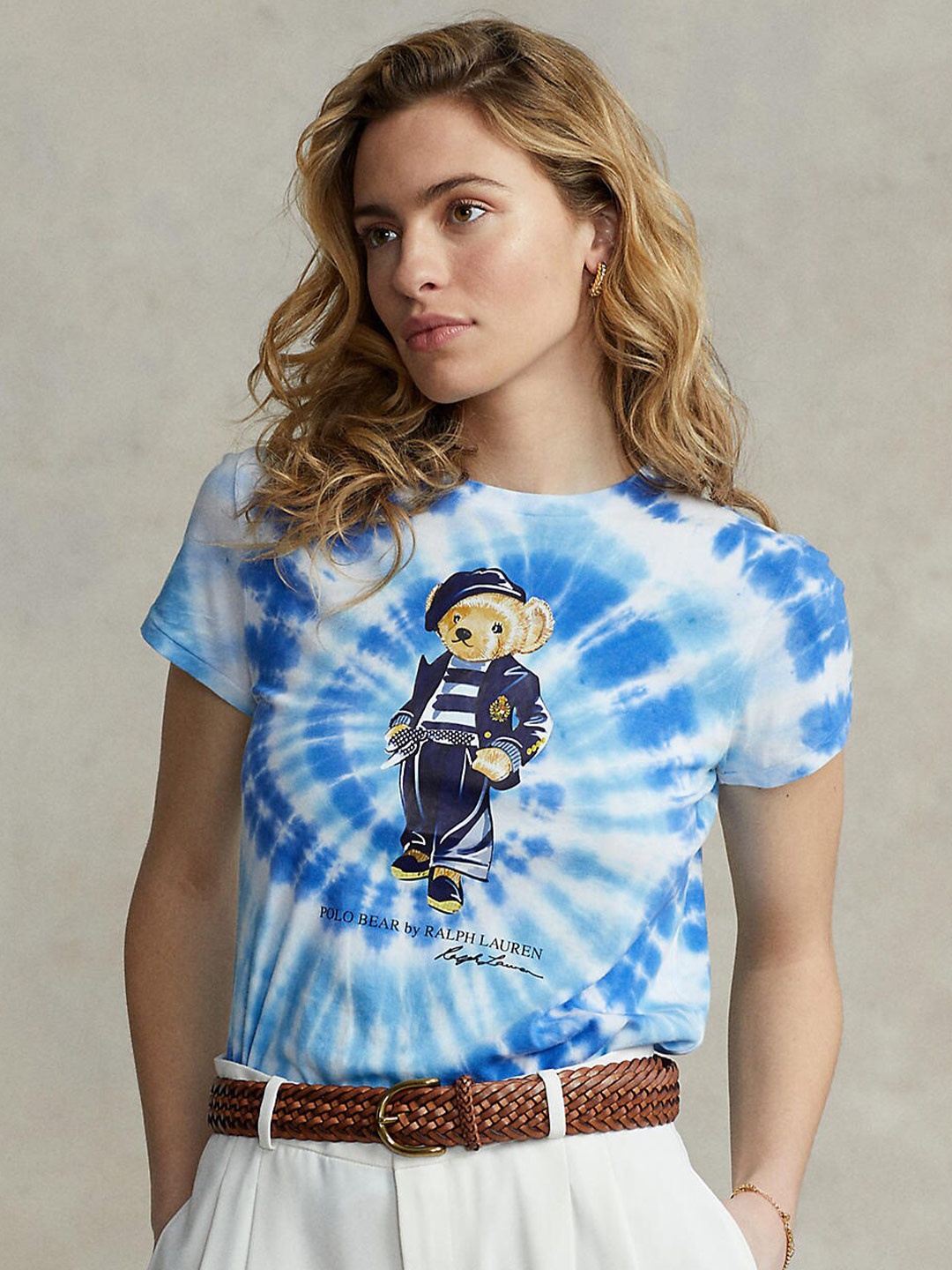 

Polo Ralph Lauren Women Blue Tie and Dye Printed T-shirt