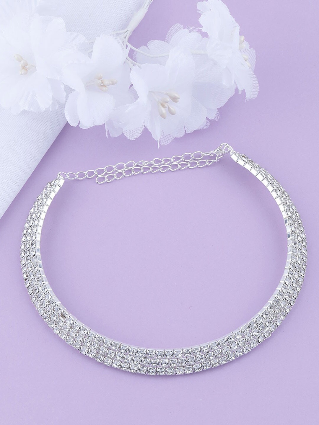 

Silver Shine Silver-Toned Choker Necklace