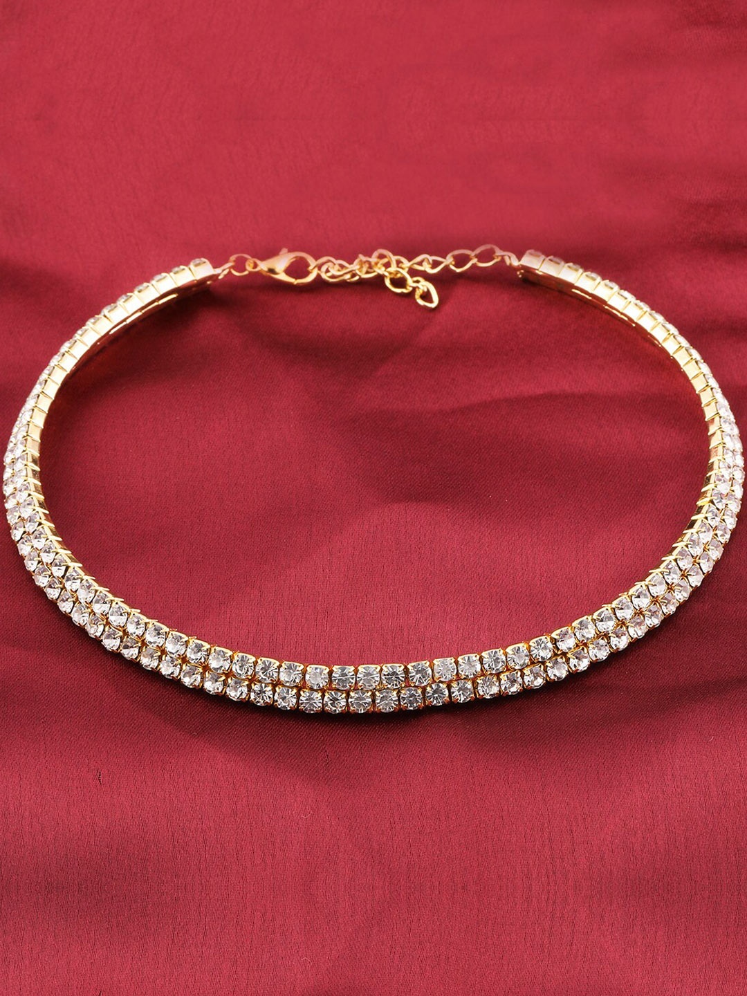 

Silver Shine Gold-Toned & White Gold-Plated Choker Necklace