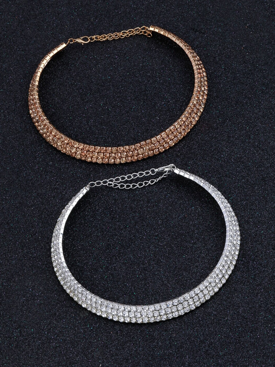 

Silver Shine Gold-Toned & White Choker Necklace