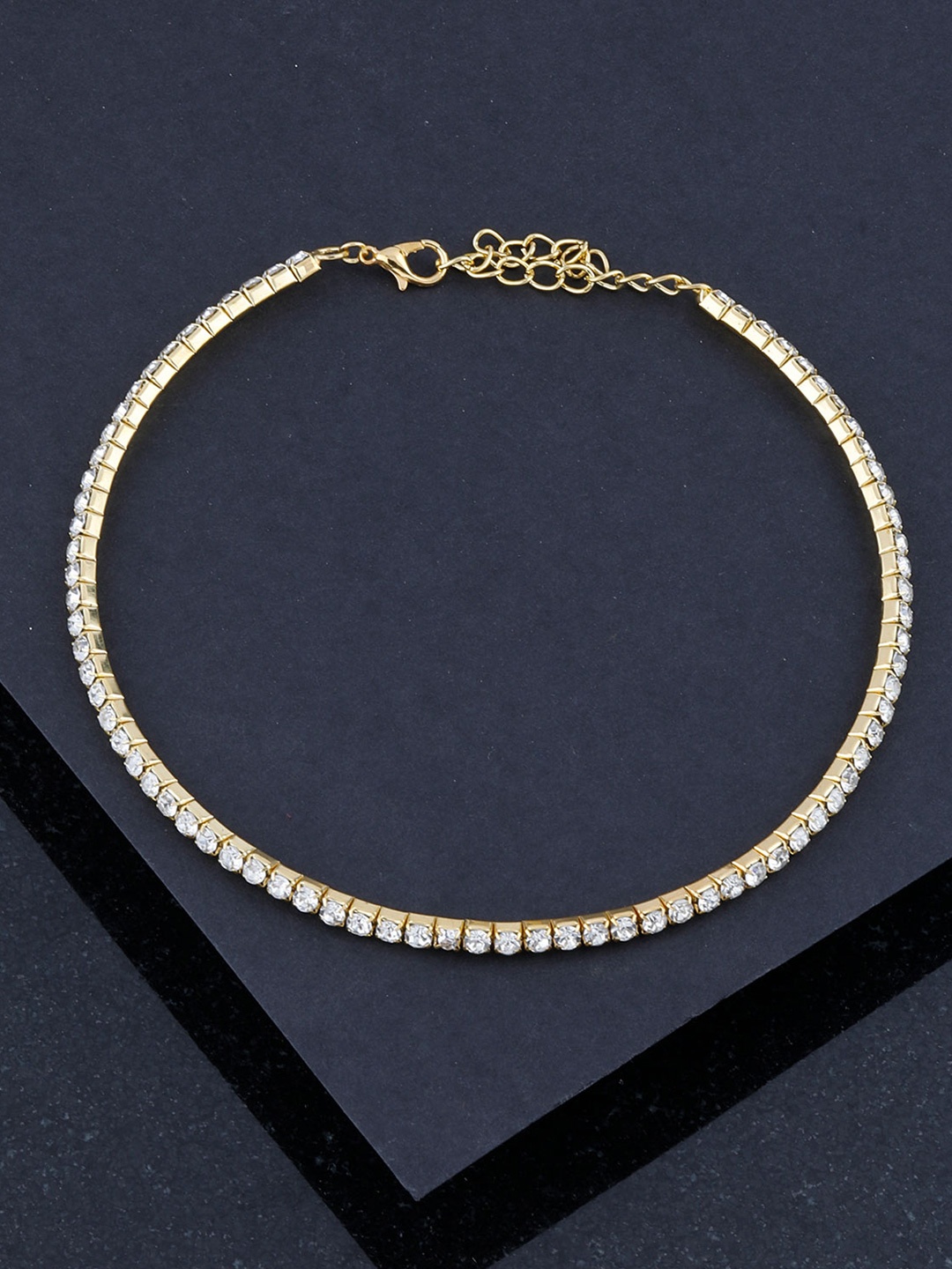 

Silver Shine Women Gold-Toned & White Choker Necklace