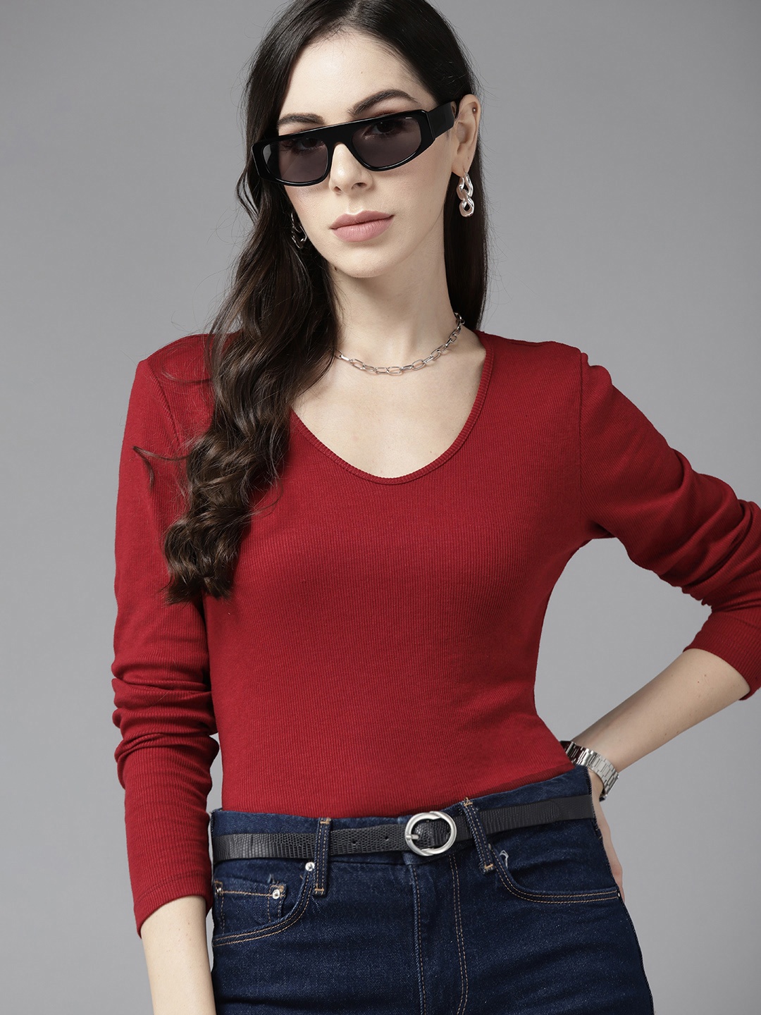 

Roadster Red Scoop Neck Top