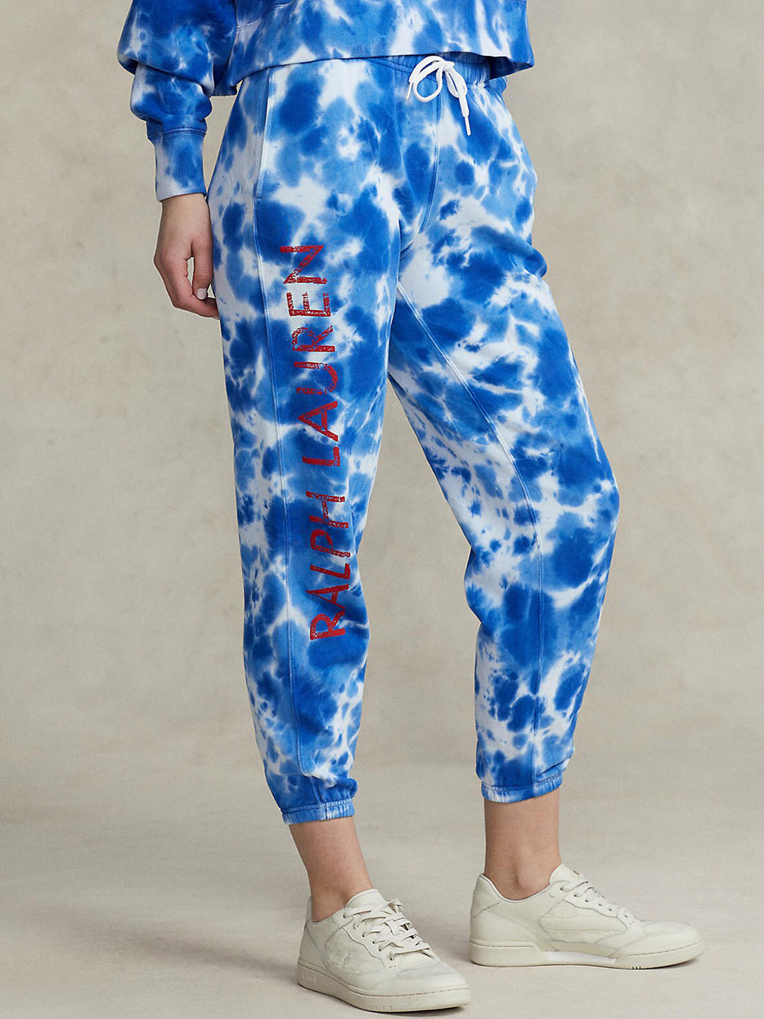 

Polo Ralph Lauren Women Blue & White Tie & Dye Printed Cotton Joggers