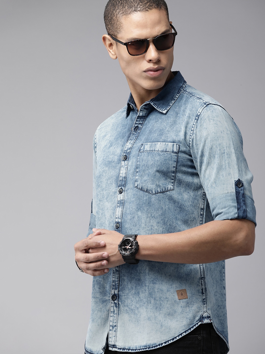 

Roadster Men Blue Standard Casual Shirt