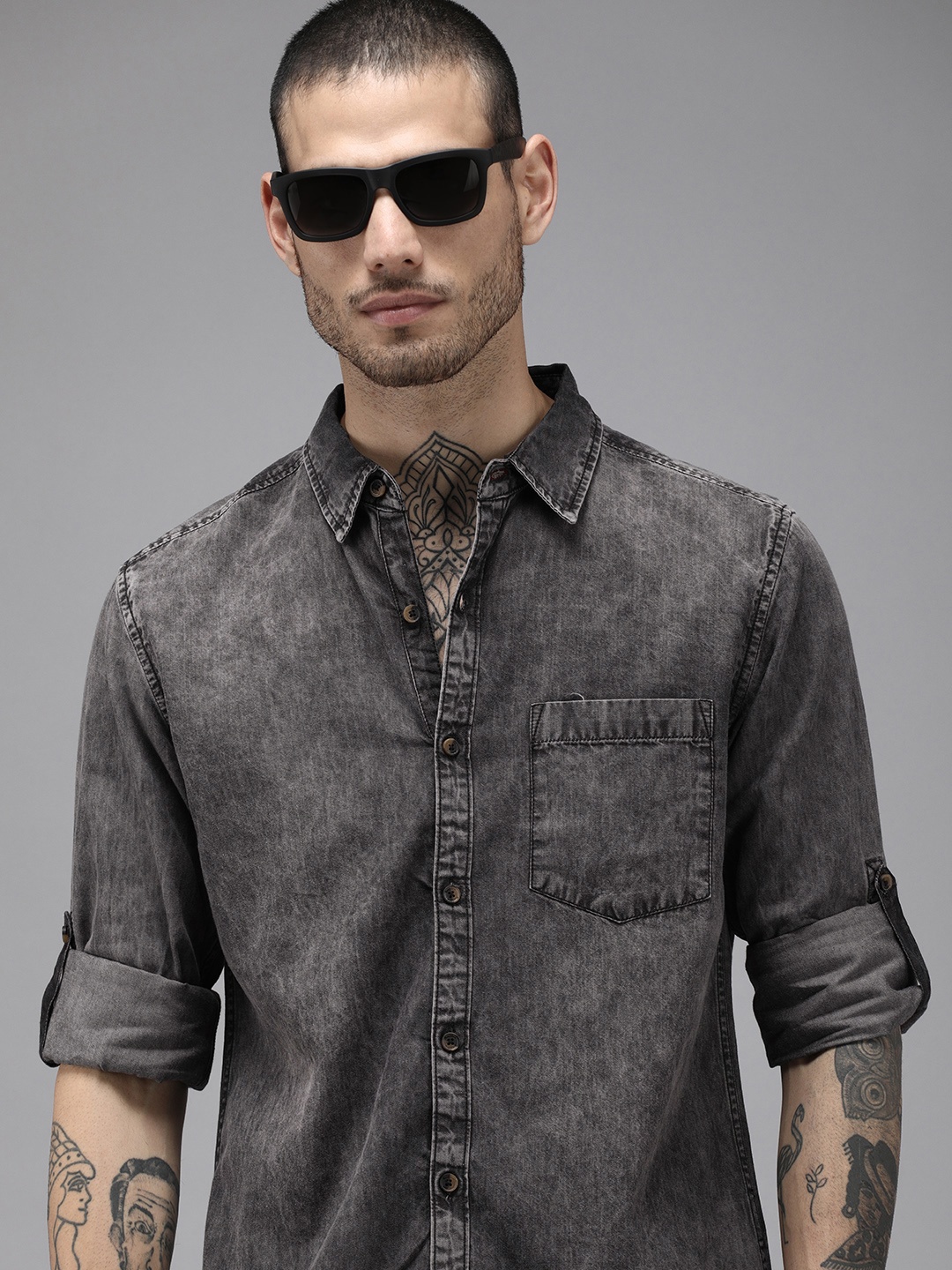 

Roadster Men Denim Casual Shirt, Black