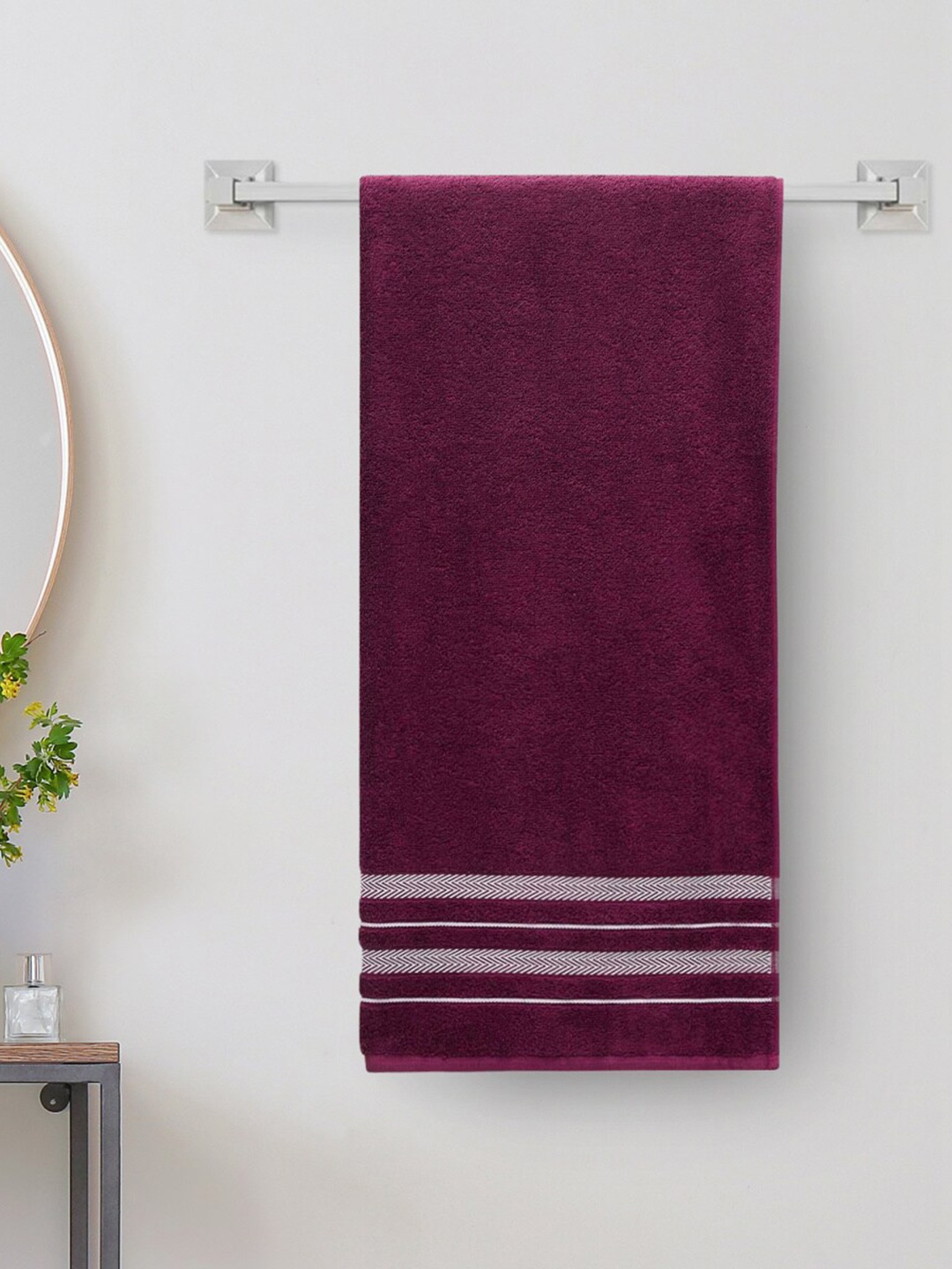 

Home Centre Purple Striped 380GSM Cotton Bath Towel