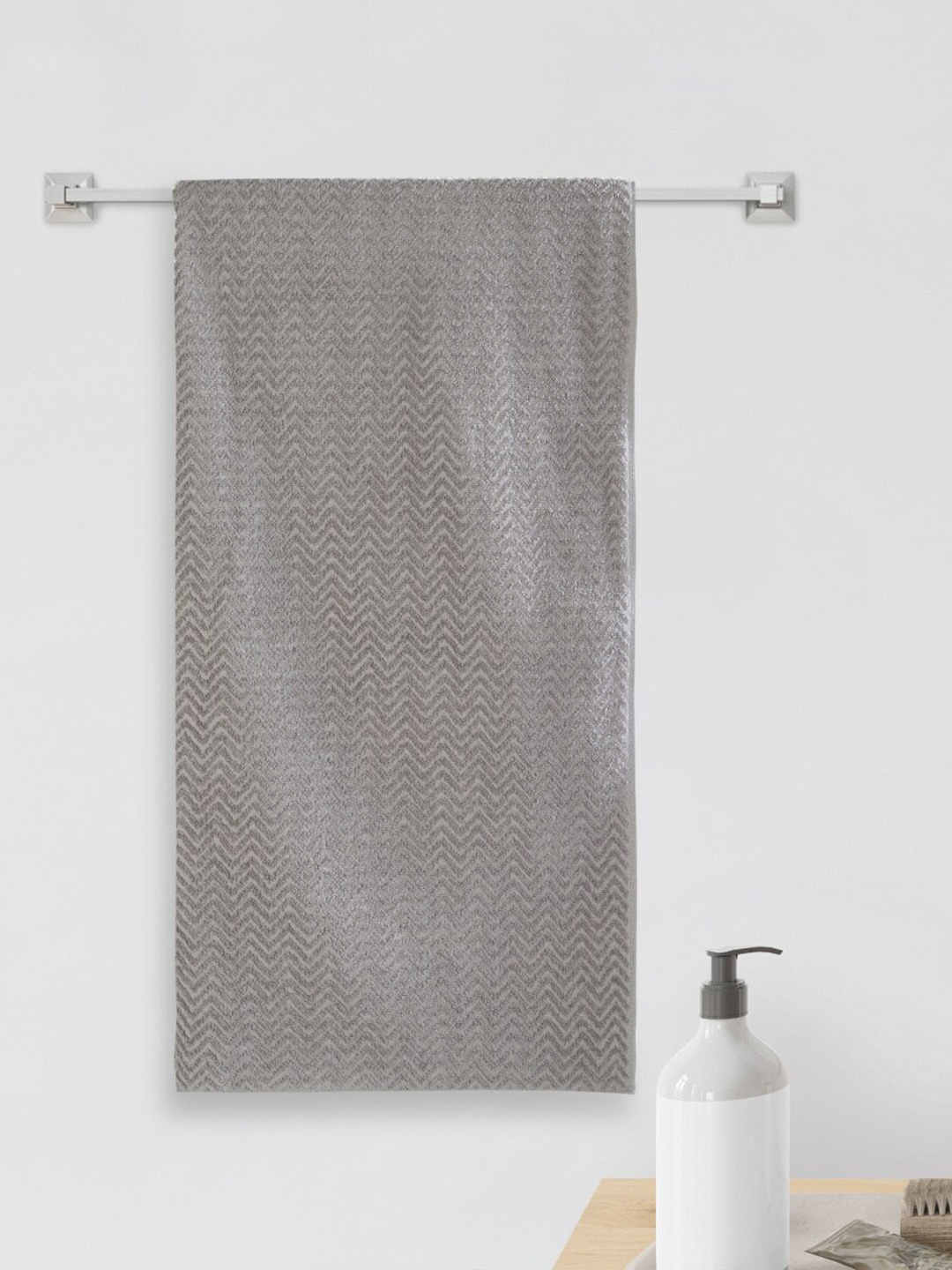 

Home Centre Grey Solid Cotton 380 GSM Bath Towels