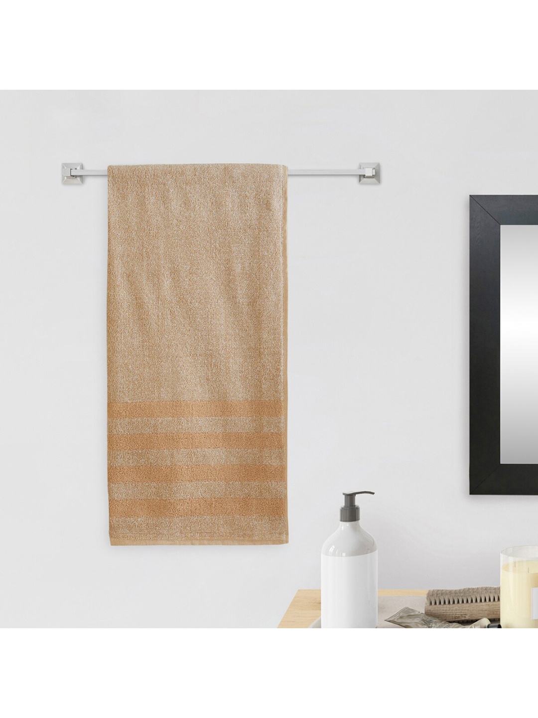 

Home Centre Beige Striped Cotton 380 GSM Bath Towel