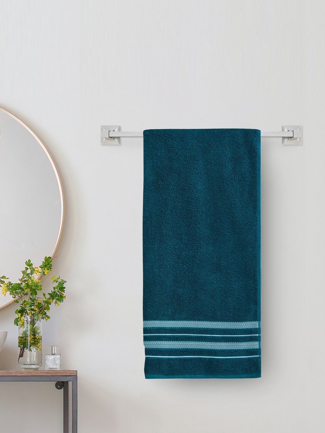 

Home Centre Blue Solid Cotton 380 GSM Bath Towels