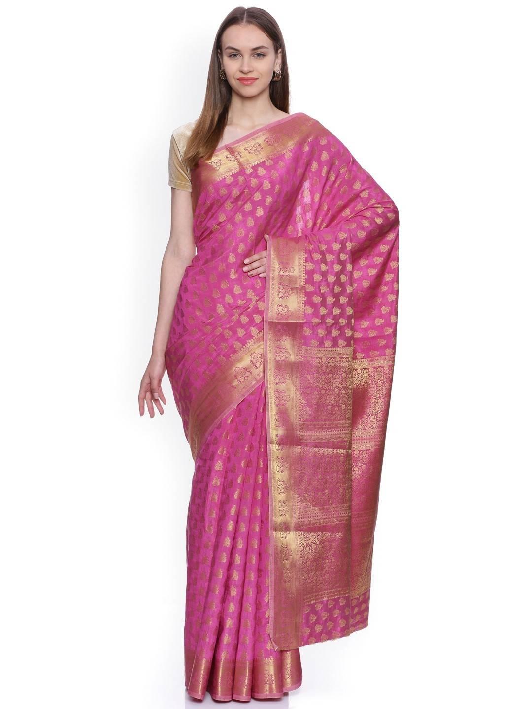 

MIMOSA Pink Art Silk Woven Design Banarasi Saree