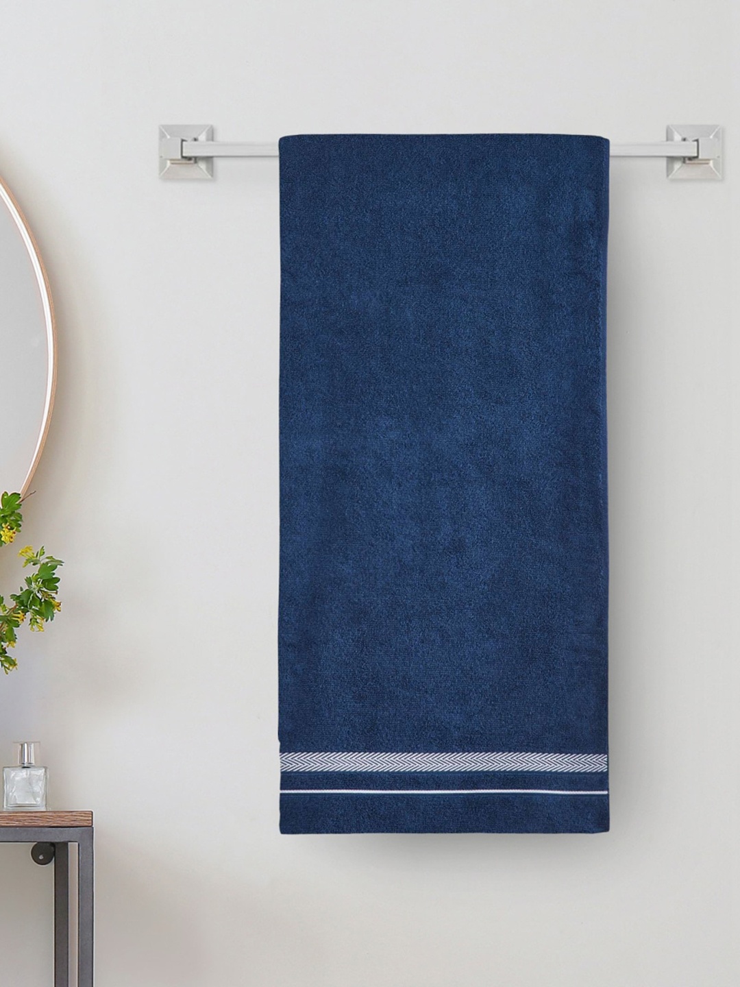 

Home Centre Blue Striped 380GSM Cotton Bath Towel