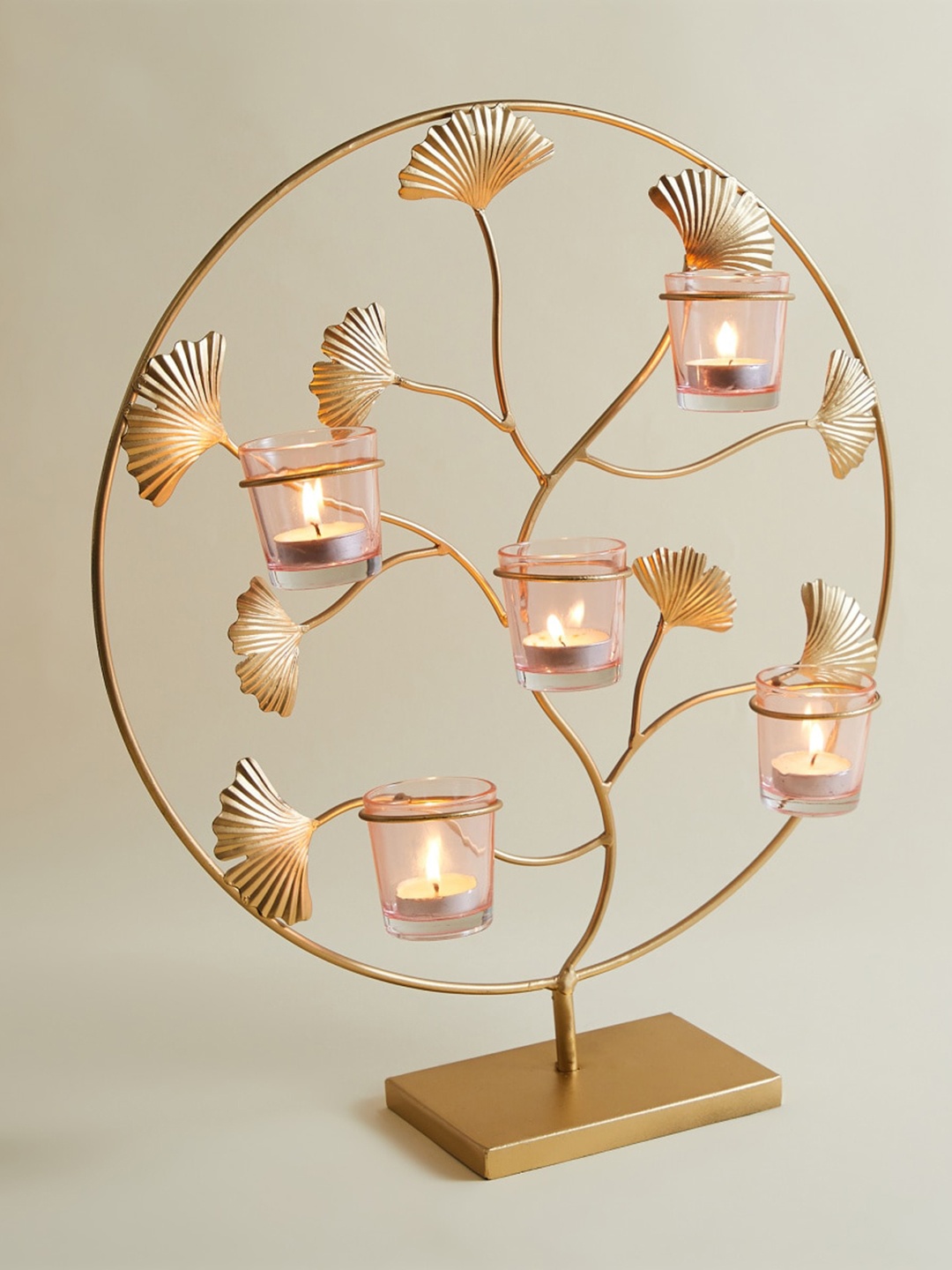 

Home Centre Gold Coloured Solid Votive Holder On Stand