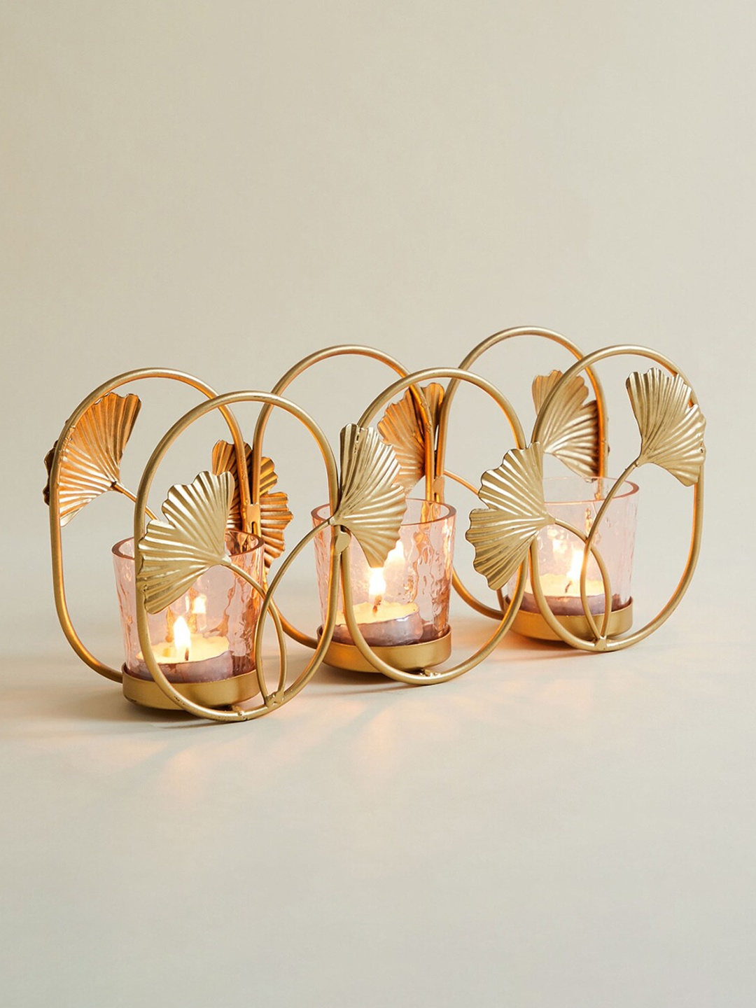 

Home Centre Gold-Toned Solid Votive Holder On Stand