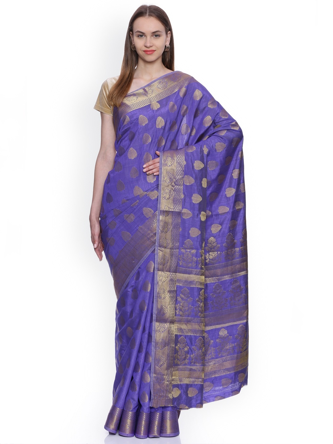 

MIMOSA Blue Art Silk Woven Design Kanjeevaram Saree