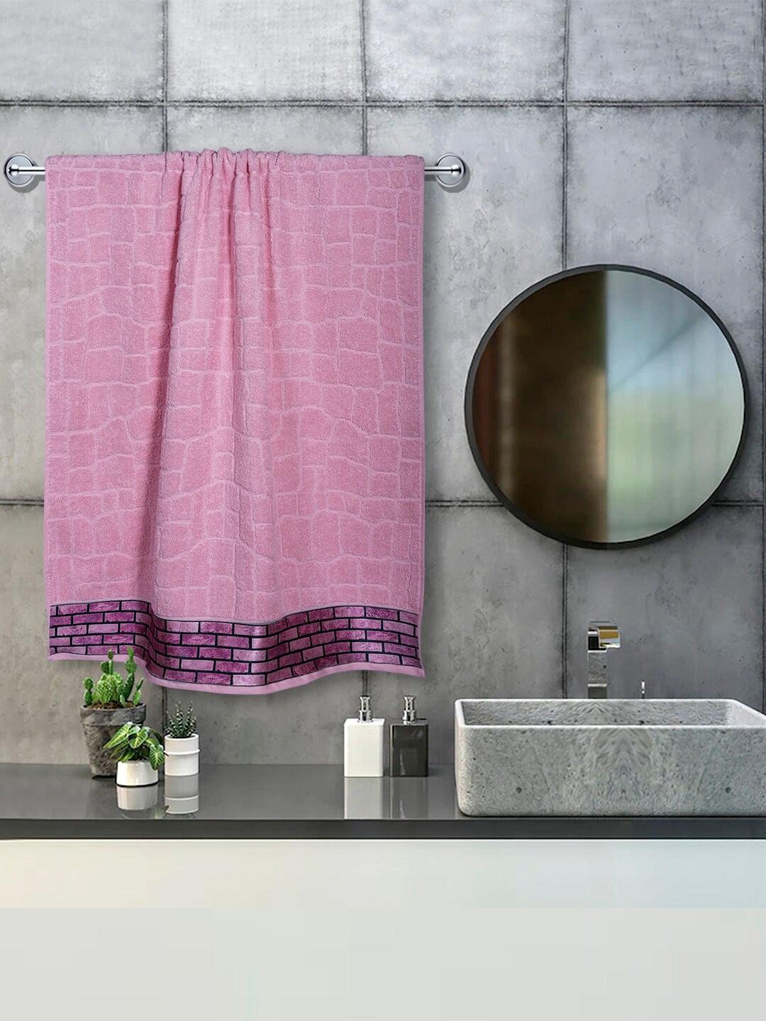 

RANGOLI Pack Of 6 Purple Self Design 600 GSM Cotton Towel Set