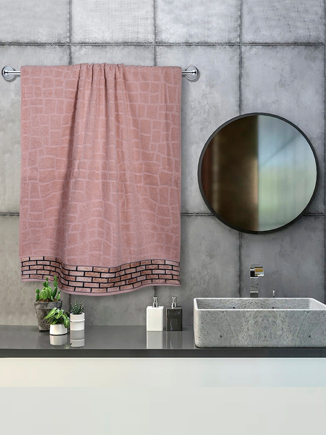 

RANGOLI Pack of 2 Light Beige Solid 600 GSM Pure Cotton Bath Towel Set