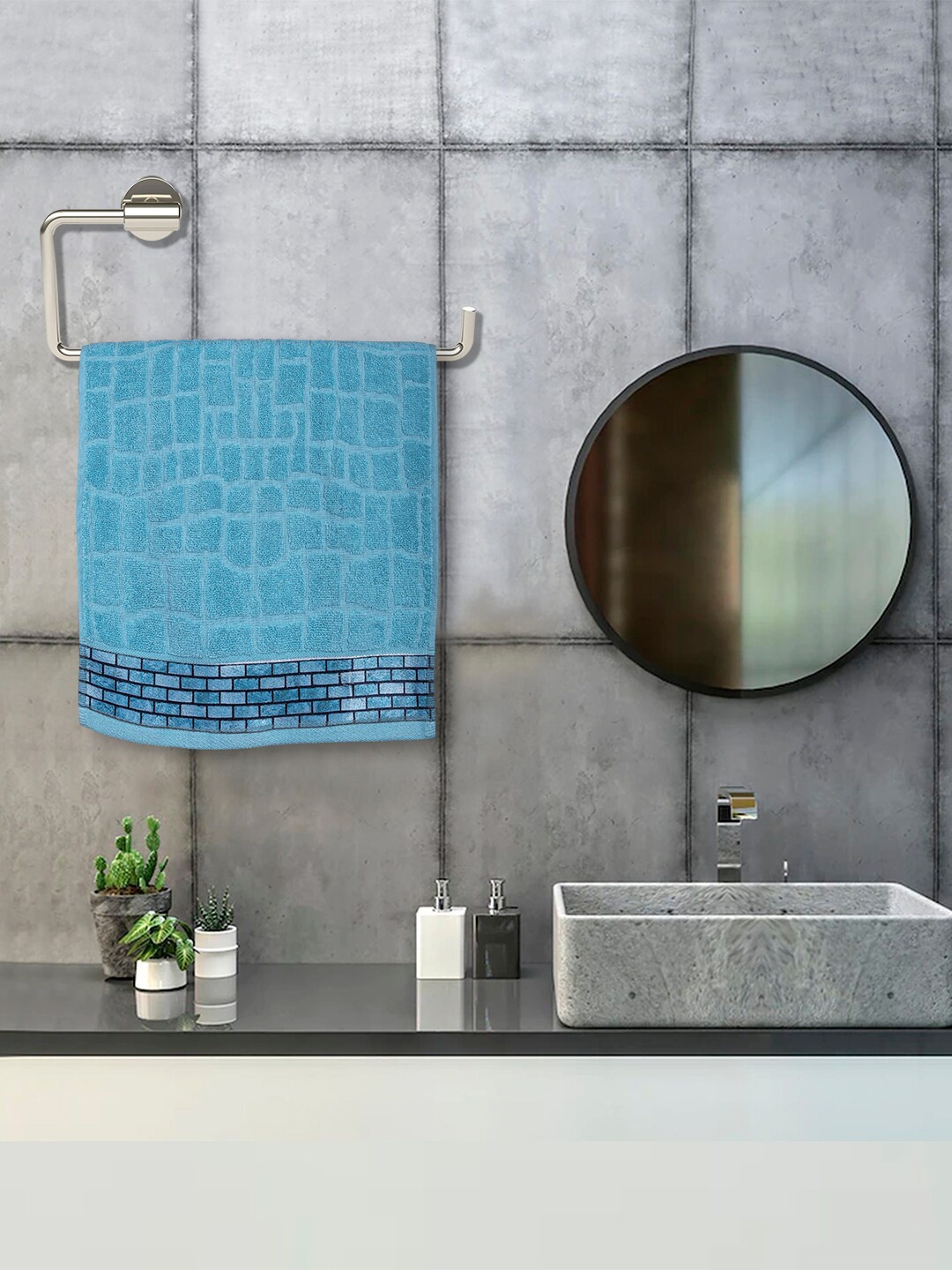 

RANGOLI Set Of 2 Blue Stonewall 100% Cotton 600 GSM Towel Set