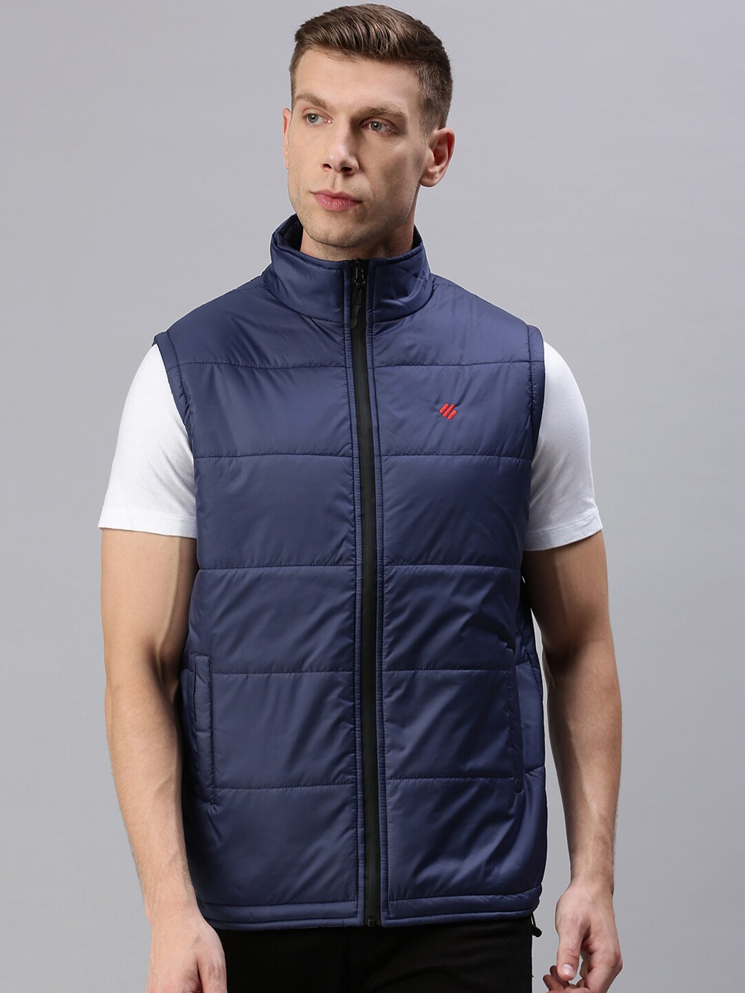 

ONN Men Navy Blue Colourblocked Padded Jacket
