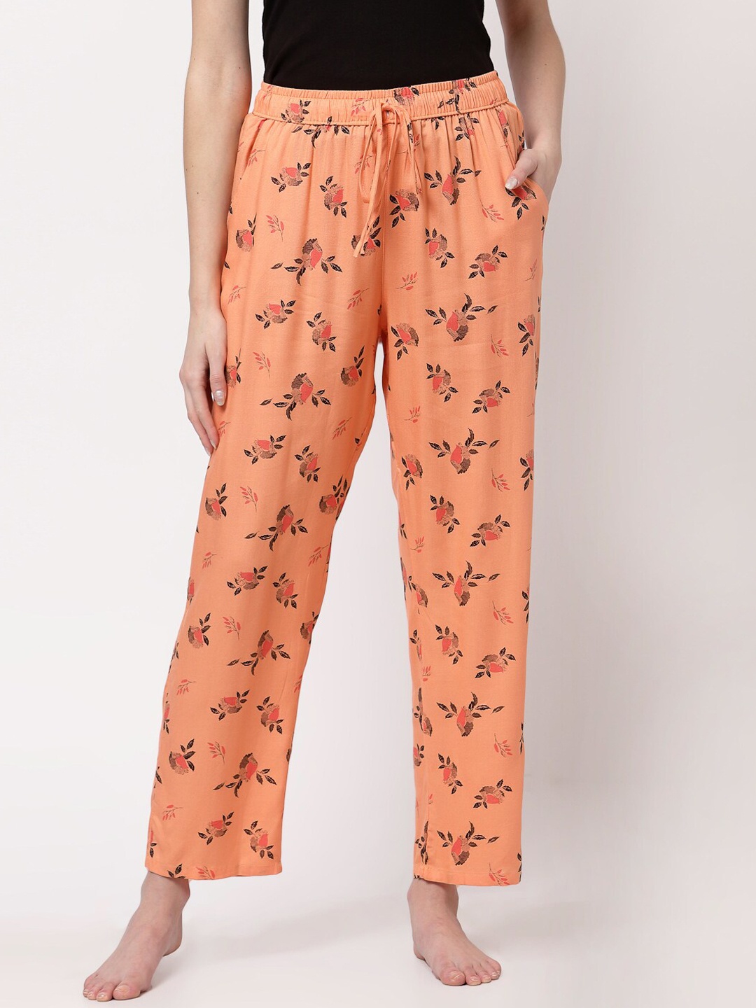 

Sweet Dreams Women Orange Coloured Printed Cotton Lounge Pants