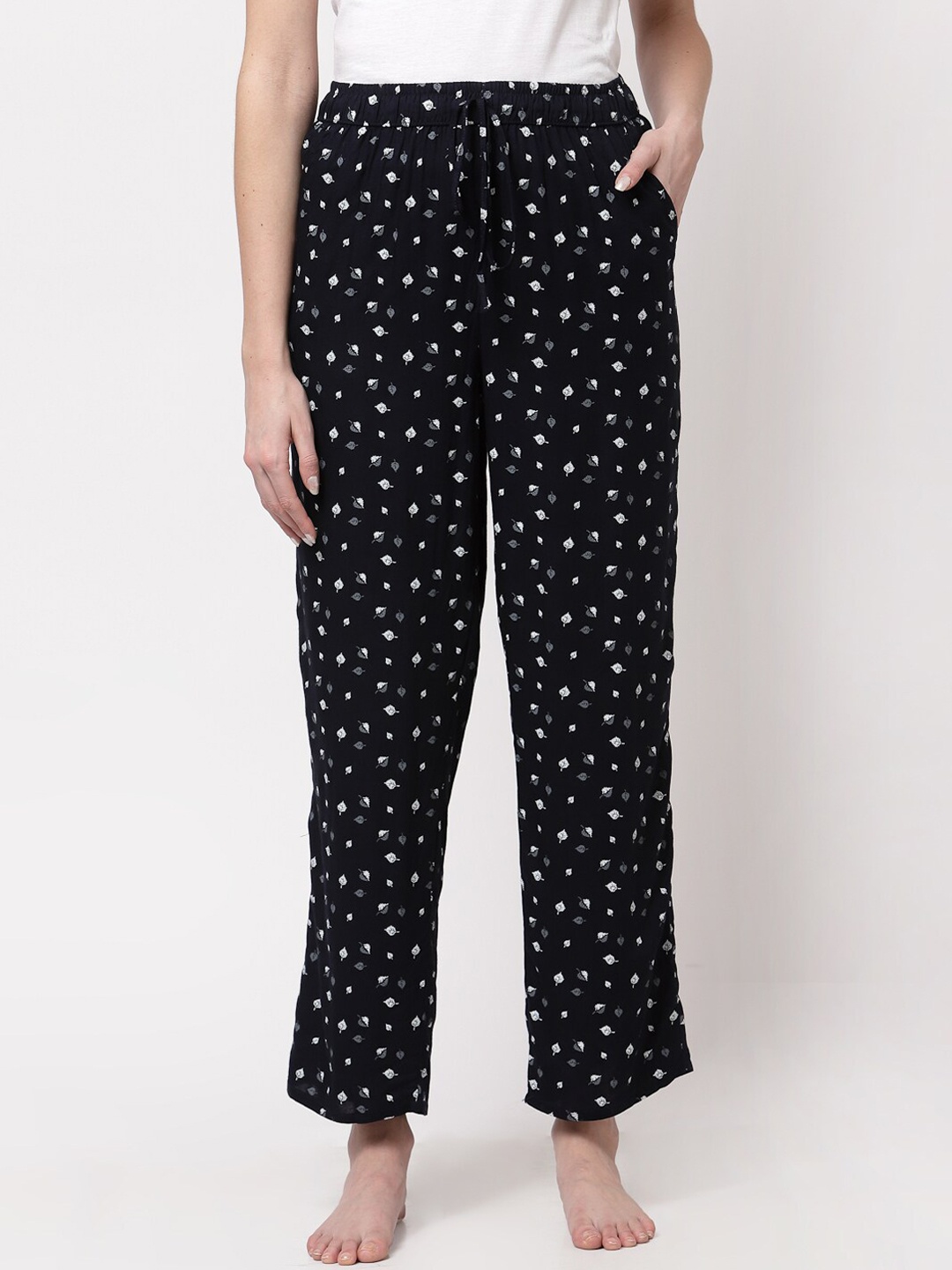 

Sweet Dreams Women Navy Blue Printed Cotton Lounge Pant