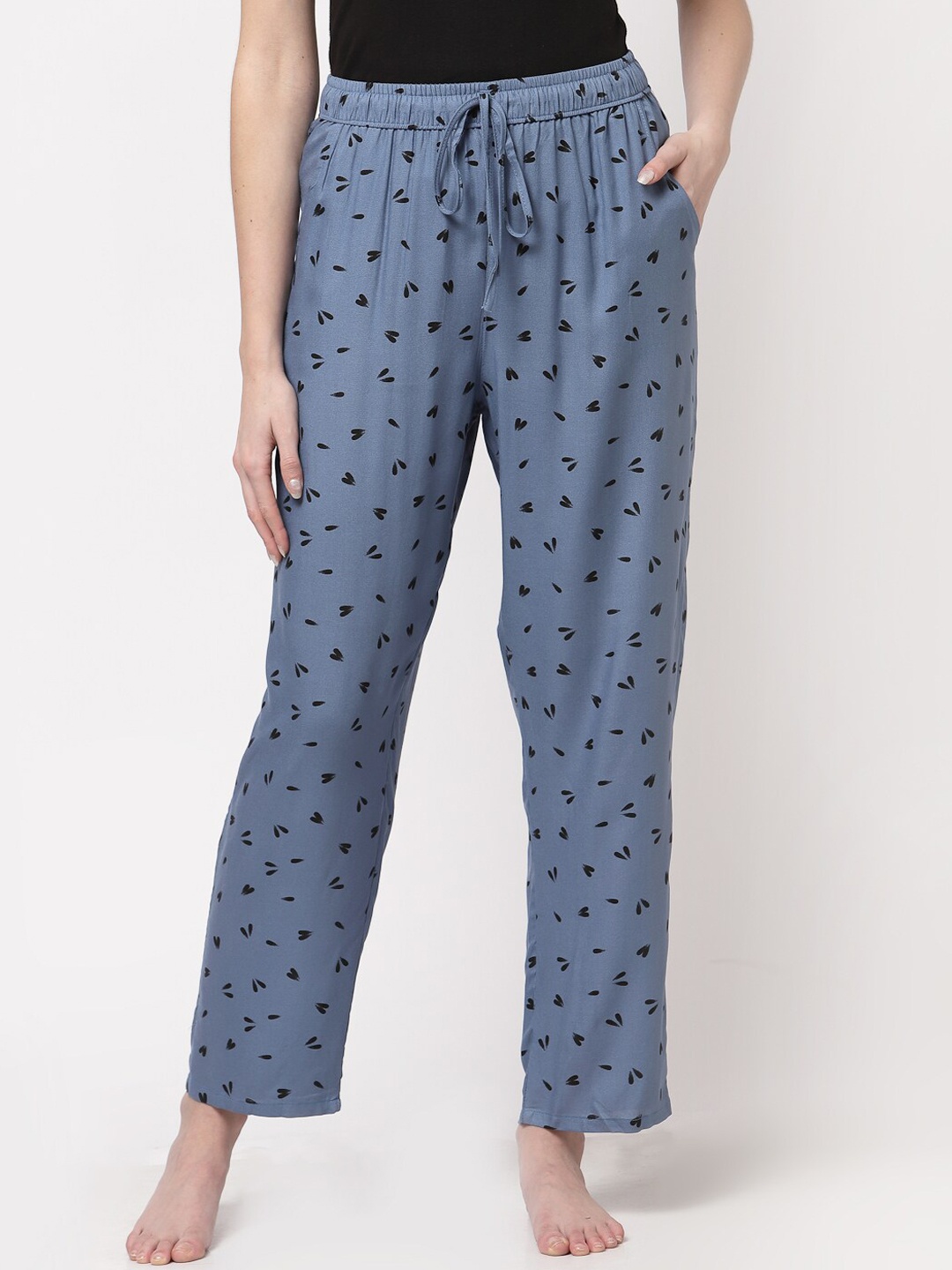 

Sweet Dreams Women Blue Printed 100% Cotton Lounge Pant