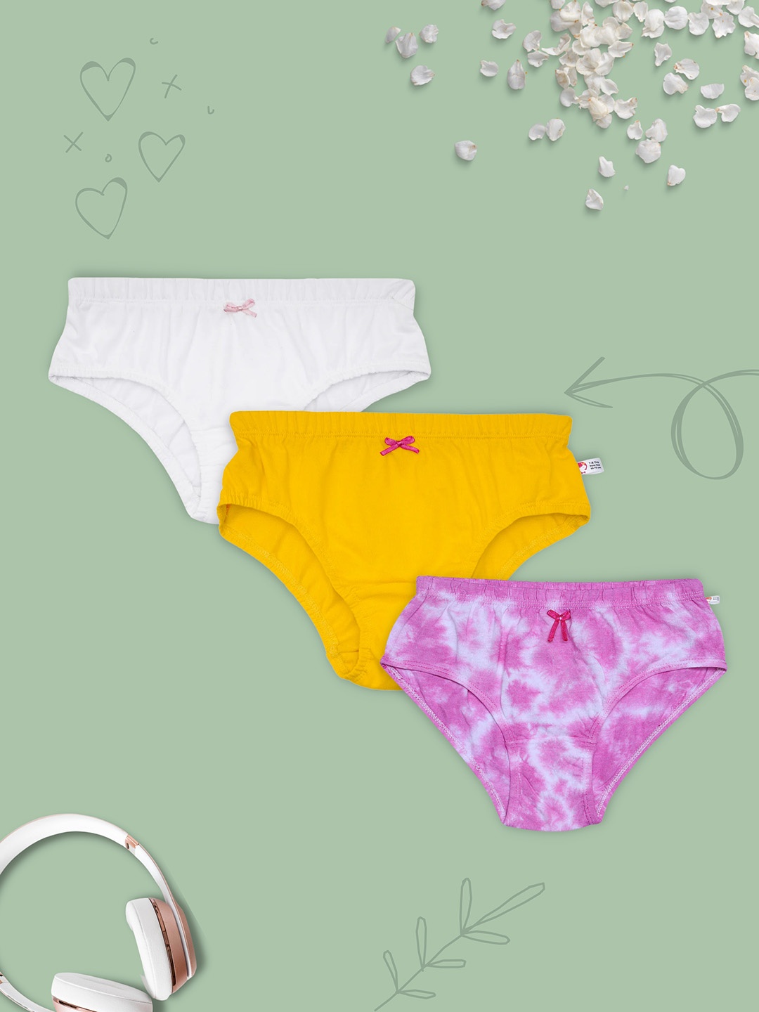 

DChica Girls Pack Of 3 Printed Cotton Briefs, Pink