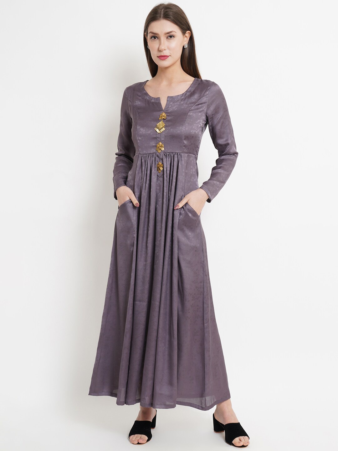 

Purple State Purple Satin Ethnic Maxi Dress