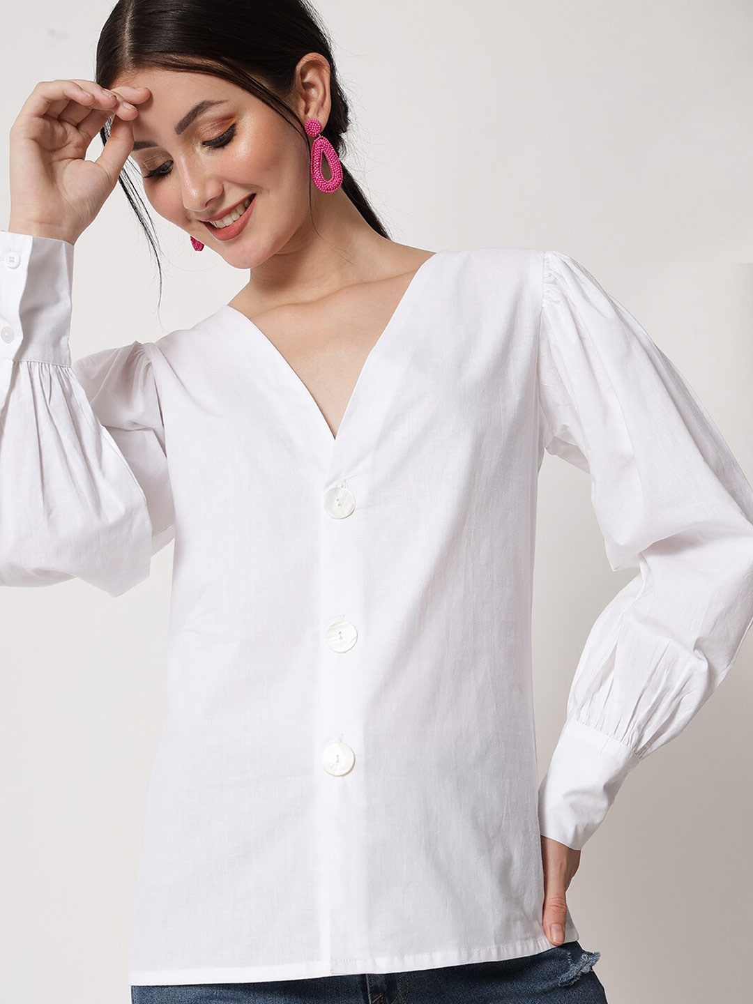 

VANCA ECO Women White Classic Casual Shirt