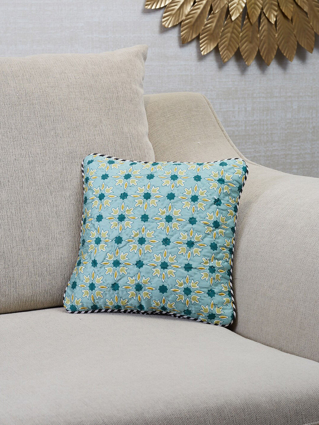 

HomeTown Green & Black Floral Square Cushion Covers