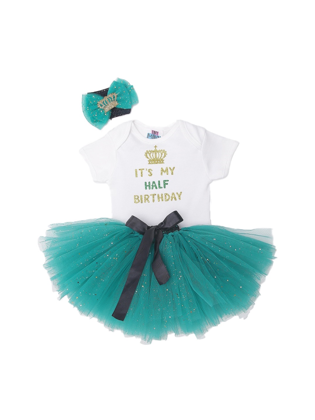 

TINY MINY ME Girls Green & White Clothing Set