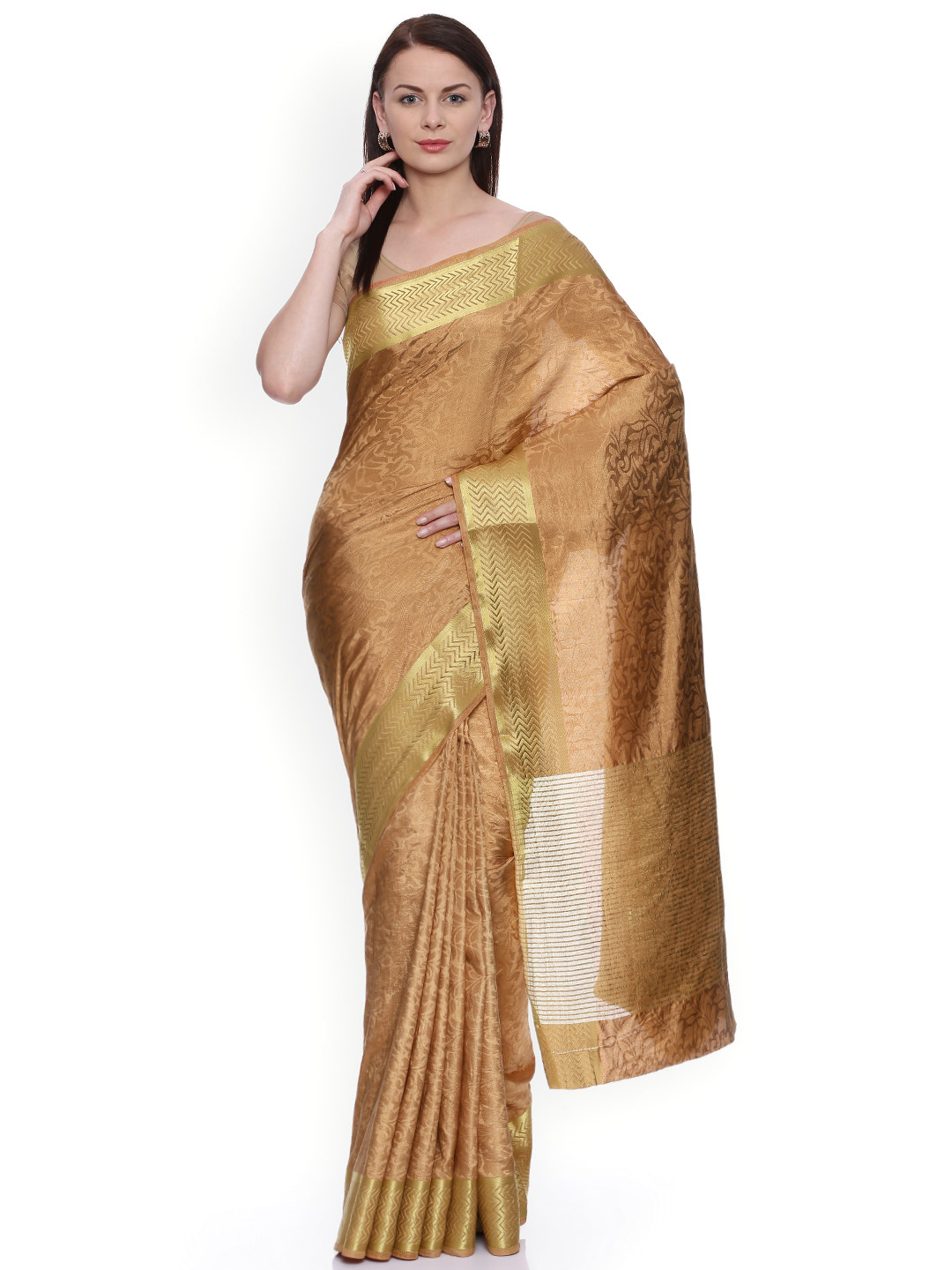 

MIMOSA Brown Art Silk Woven Design Kanjeevaram Saree