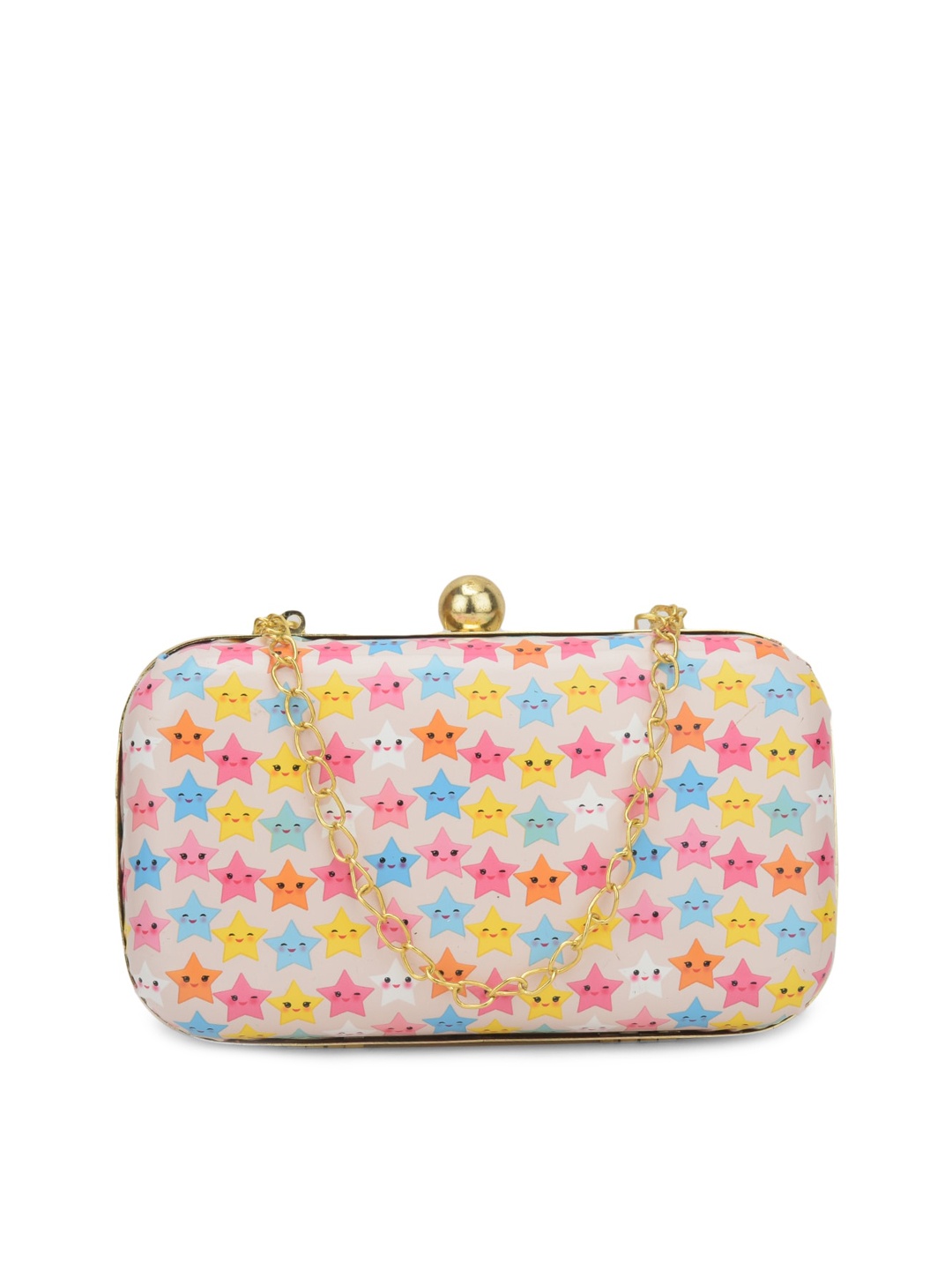 

Gaura Pakhi Pink & Blue Printed Box Clutch