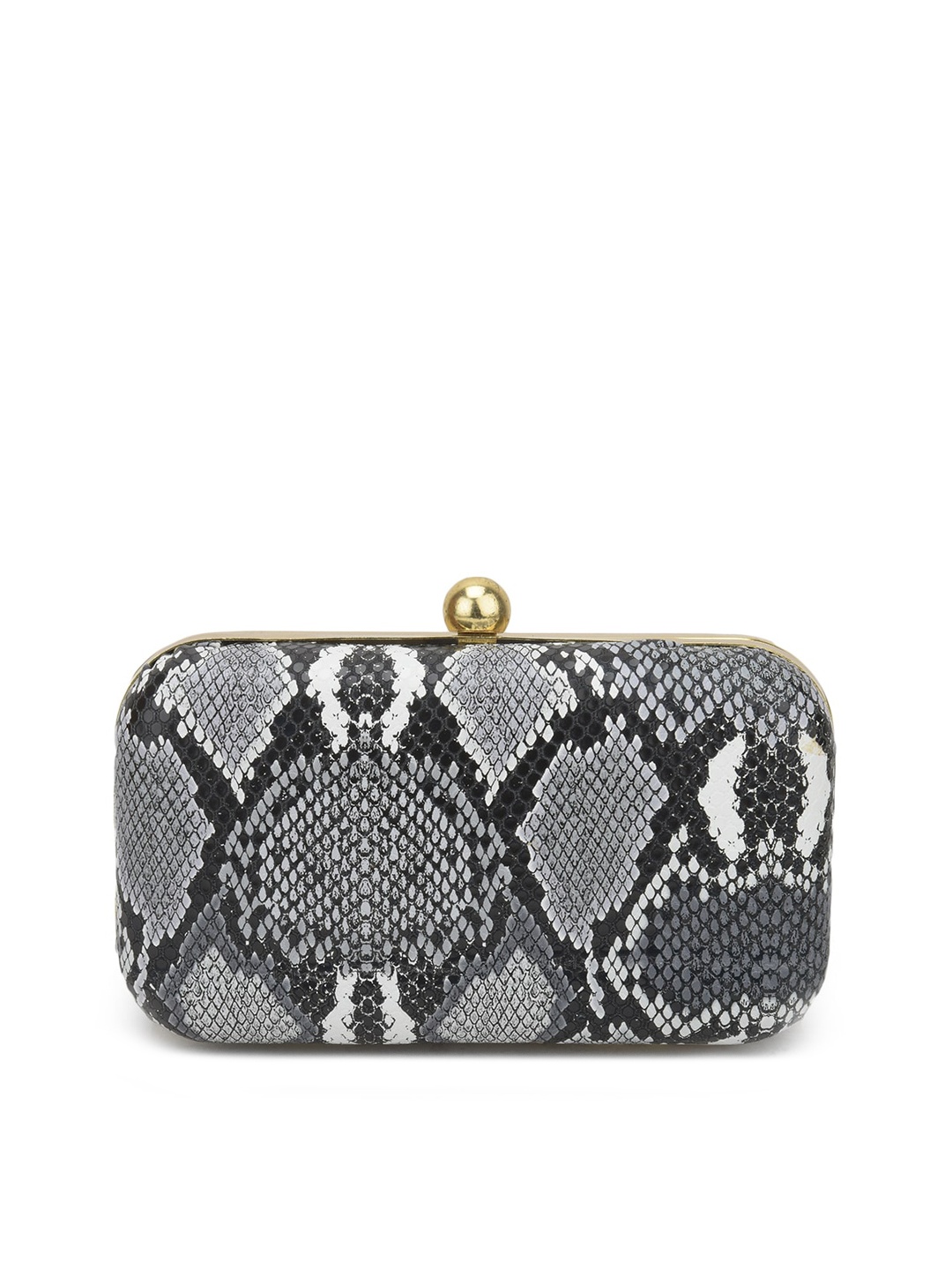 

gaura pakhi Black & Off White Animal Printed Box Clutch