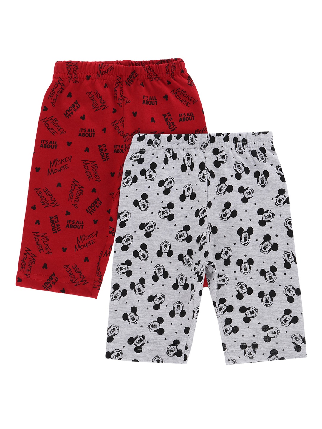 

Bodycare Kids Pack Of 2 Cotton Mickey Mouse Print Lounge Capris, Red