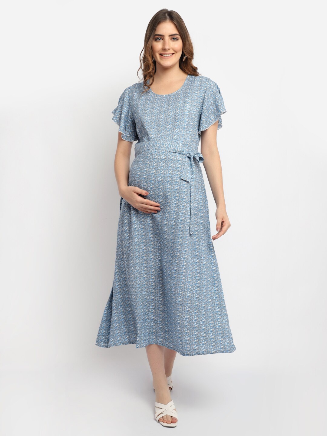 

Moms Maternity Multicoloured Ethnic Motifs Maternity Midi Dress, Multi