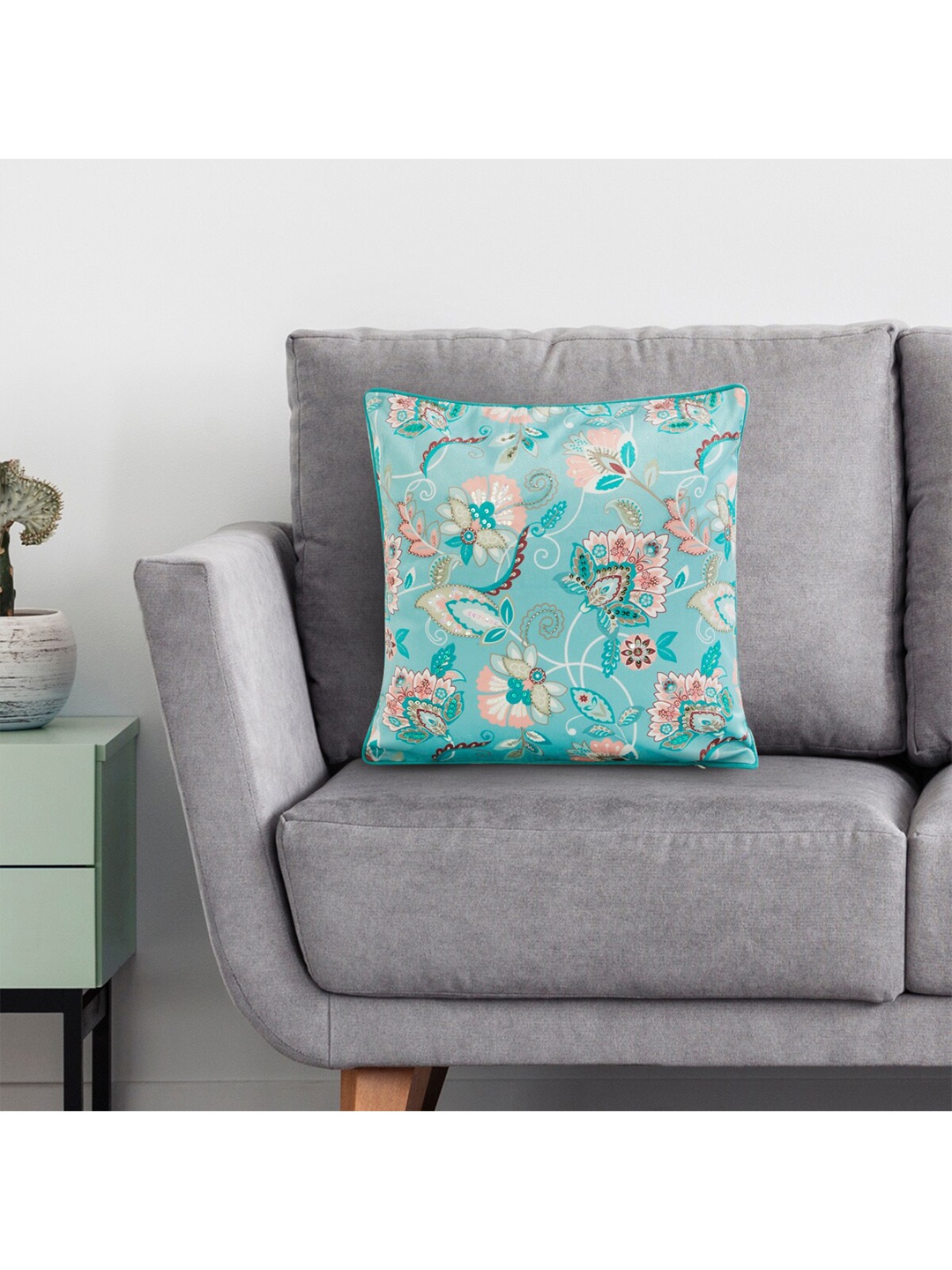 

Home Centre Blue & Pink Floral Square Cushion Covers