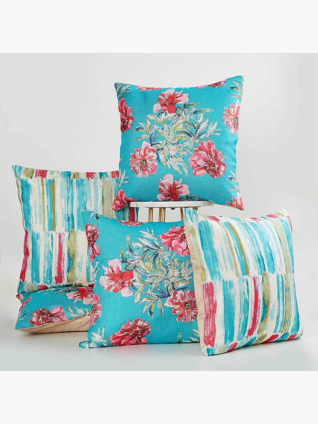 

Home Centre Blue & Pink Set of 5 Floral Square Cushion Covers