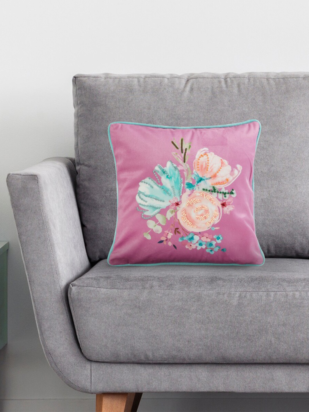 

Home Centre Pink & Blue Floral Square Cushion Covers