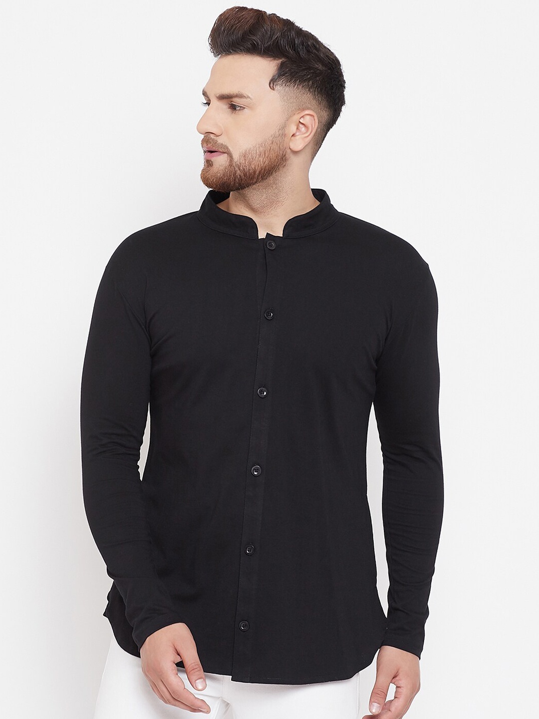 

Hypernation Men Black Slim Fit Casual Shirt
