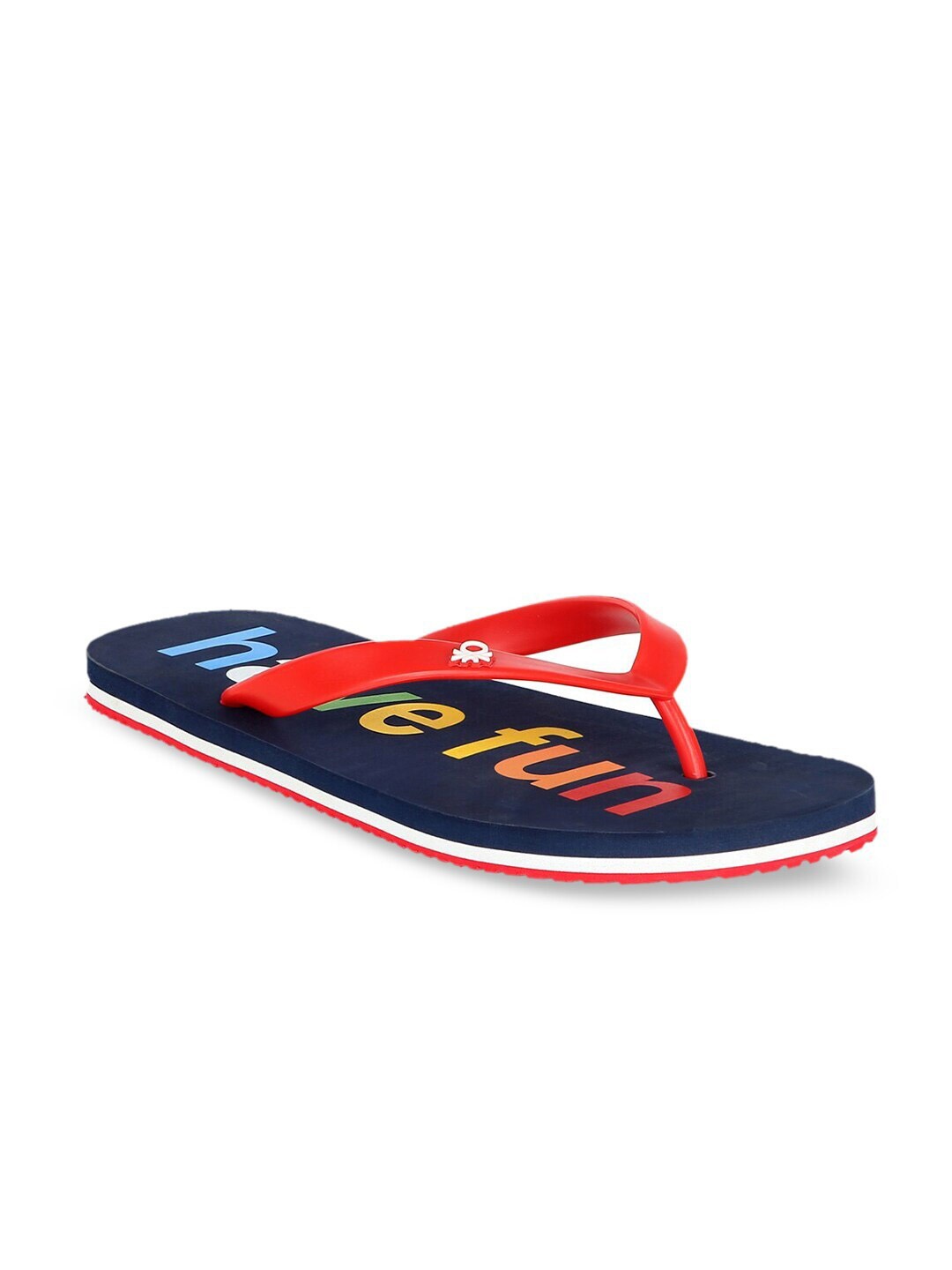 

United Colors of Benetton Men Navy Blue & Orange Printed Rubber Thong Flip-Flops