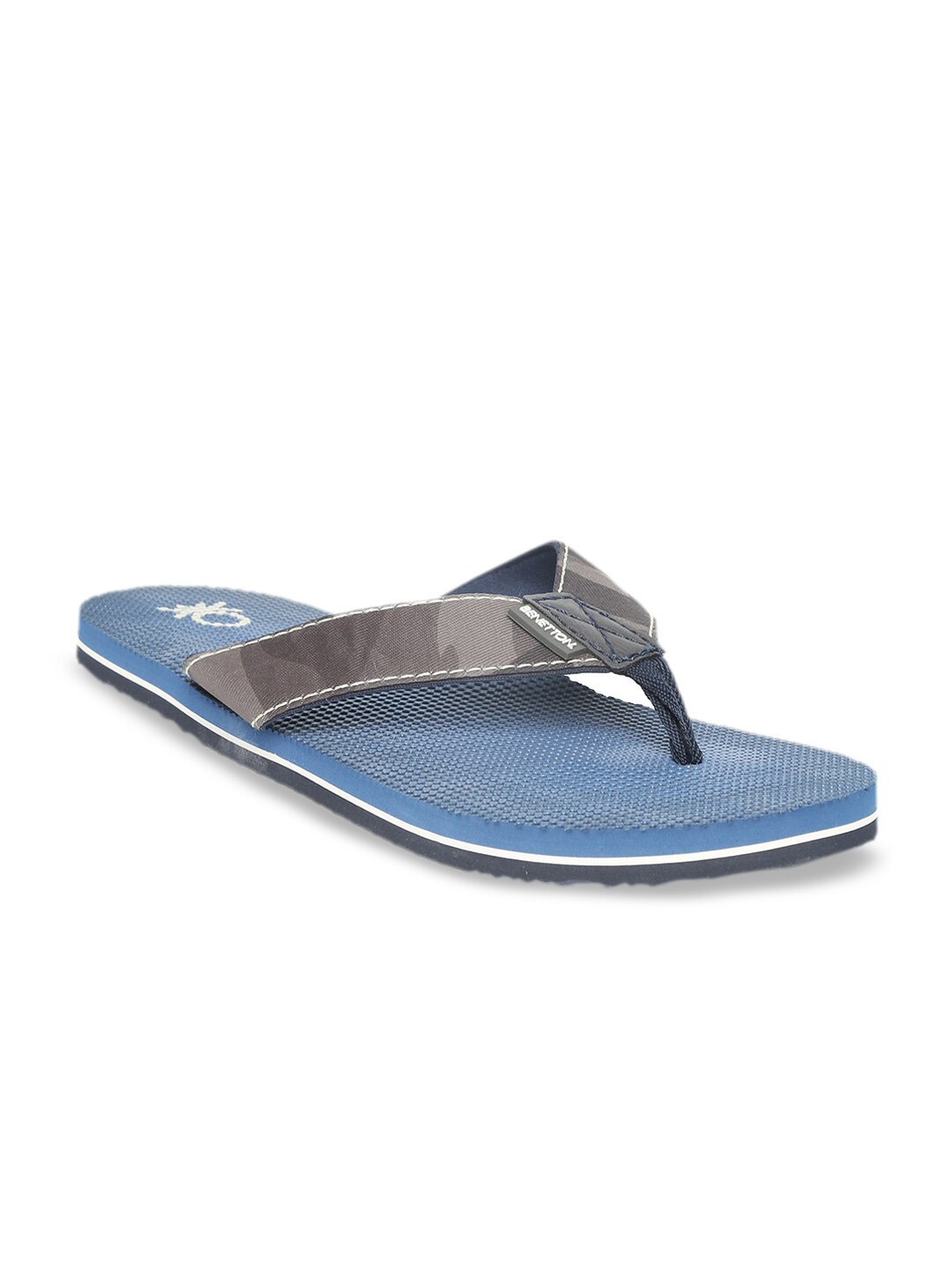 

United Colors of Benetton Men Blue & Brown Printed Rubber Thong Flip-Flops