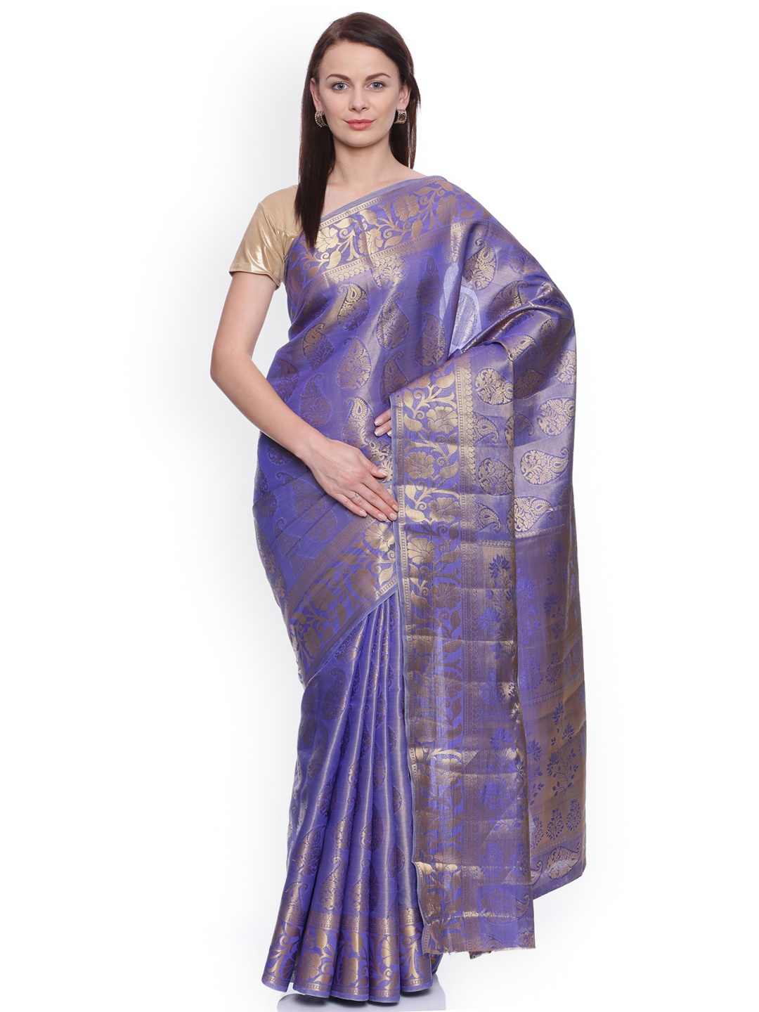 

MIMOSA Purple Art Silk Woven Design Kanjeevaram Saree