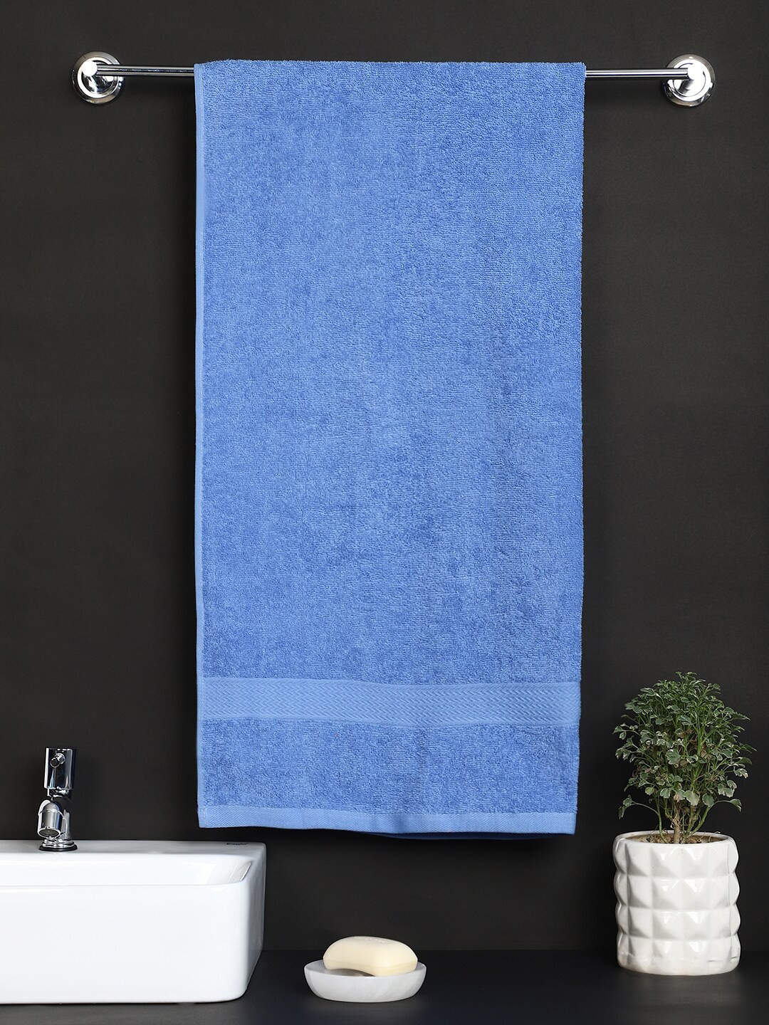 

Raymond Home Blue Solid 380 GSM Pure Cotton Bath Towel