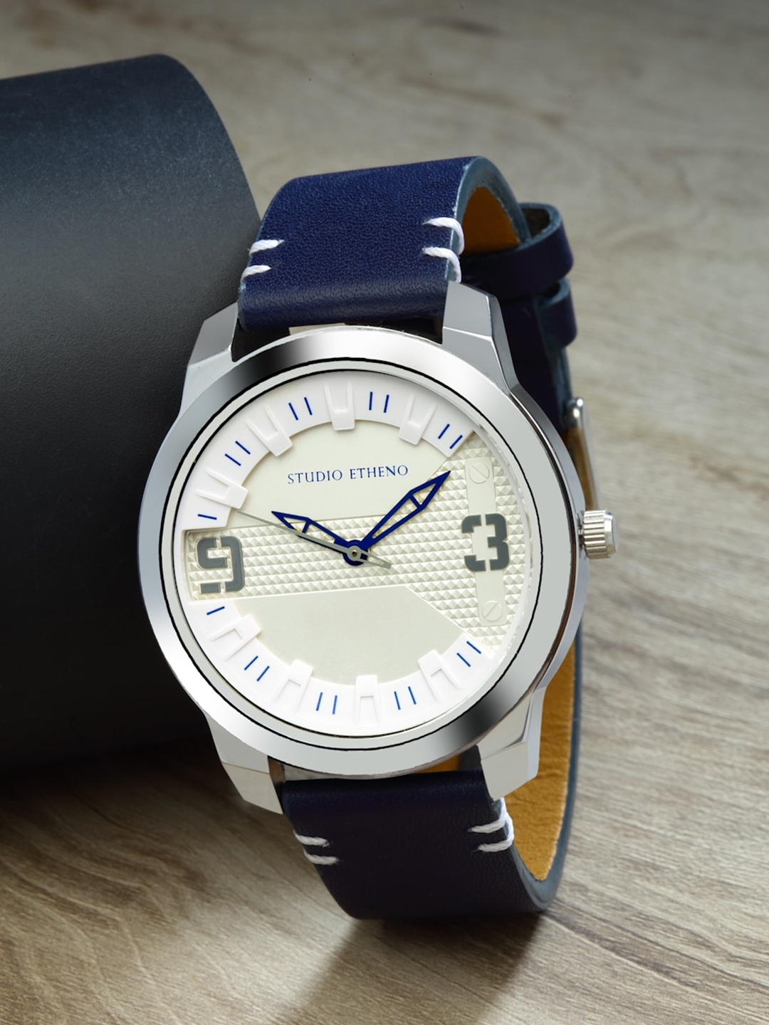 

STUDIO ETHENO Men White Brass Dial & Blue Leather Straps Analogue Watch