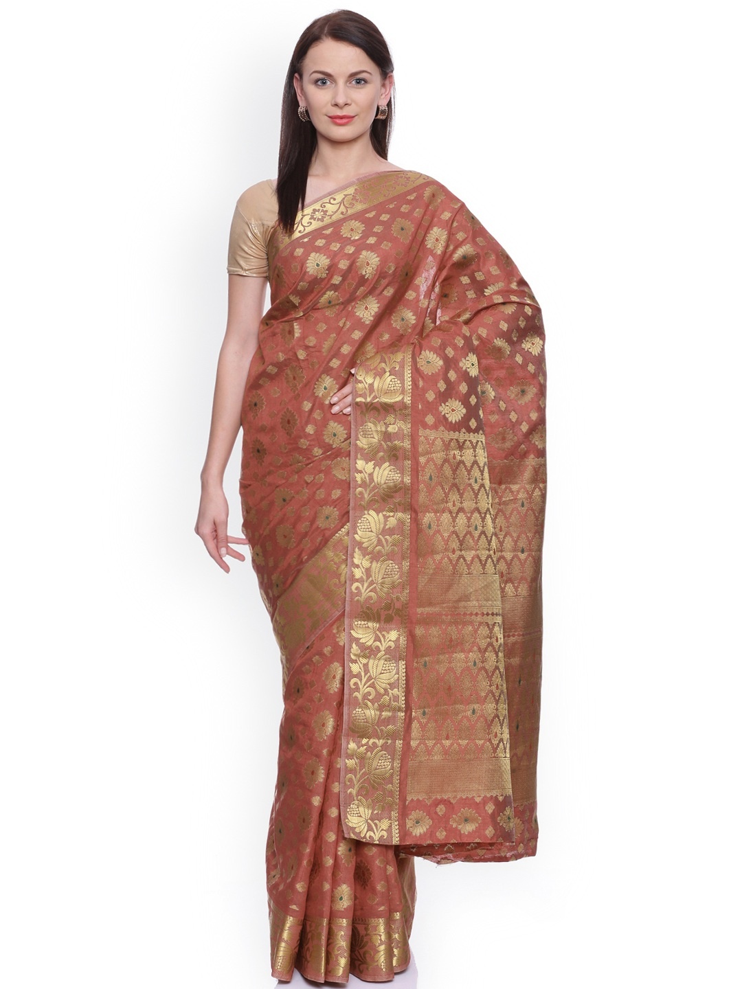 

MIMOSA Rust Red Art Silk Woven Design Kanjeevaram Saree